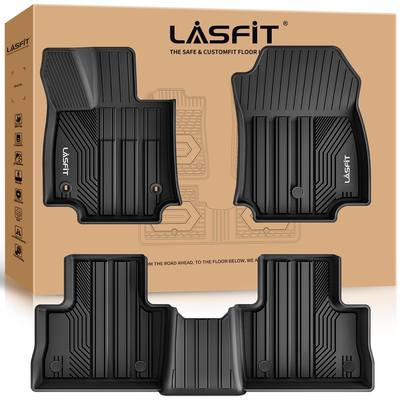 Lasfit Floor Mats For Toyota Rav4 2019-2024 2025(Not Fit Hybrid) All Weather Mats For Toyota Rav 4 Le/Xle/Limited/Trd/Adventure