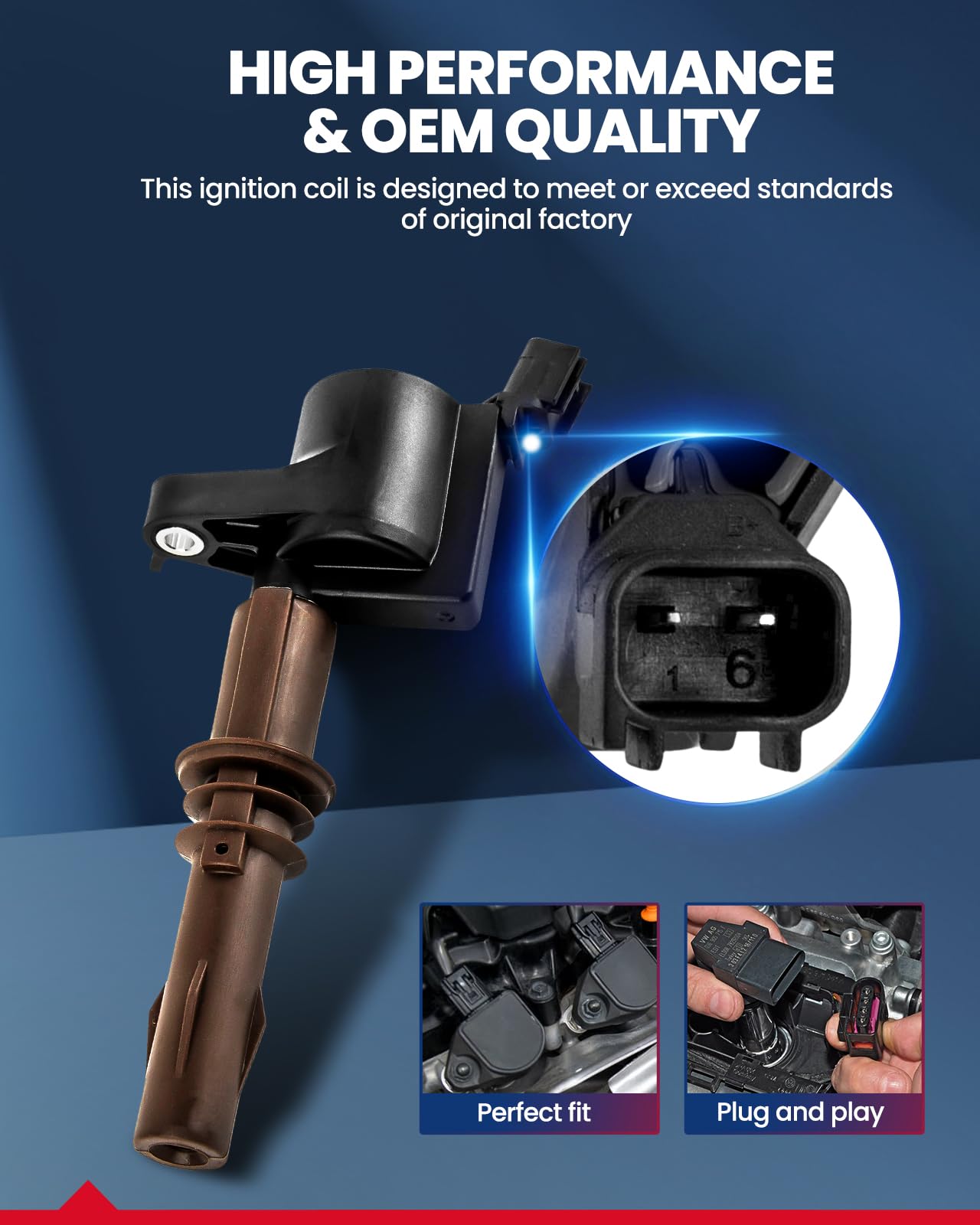 KAX FD509 Ignition Coil 8 Packs Fit for F150 2007-2010,Expedition 2008-2014,Mustang 2008-2010,Navigator 2008-2014,F250 Super Dut