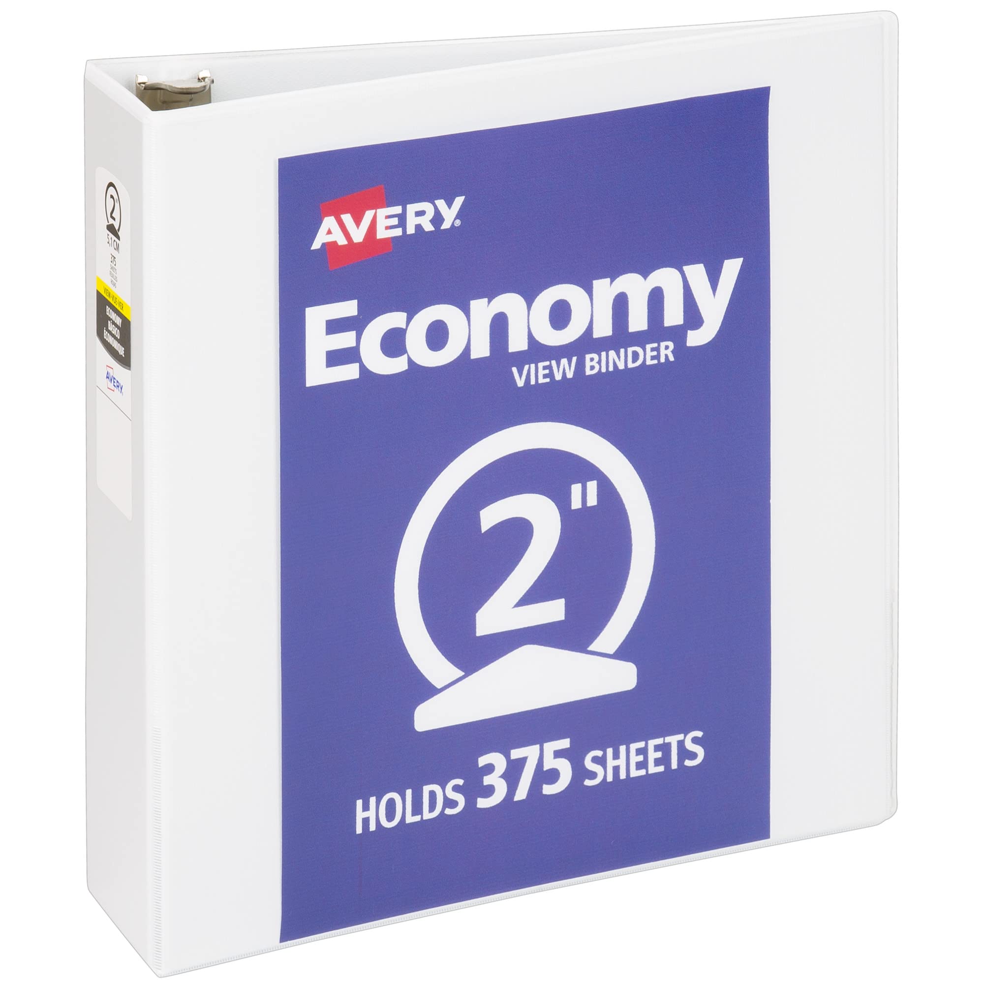Avery Economy View 3 Ring Binder, 2'' Round Rings, 1 White Binder (05731)