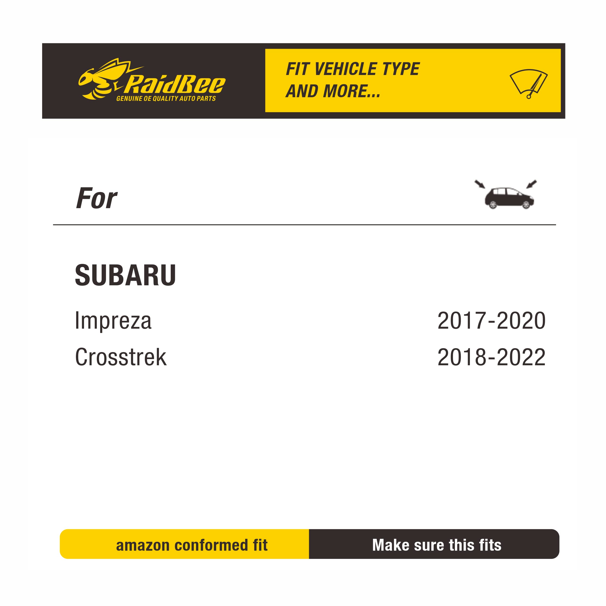 Raidbee Oem Wiper Blades,3 Set Quiet Automotive Replacement Windshield Wiper Blades For Subaru Impreza 20-17,Crosstrek 22-18 Fro