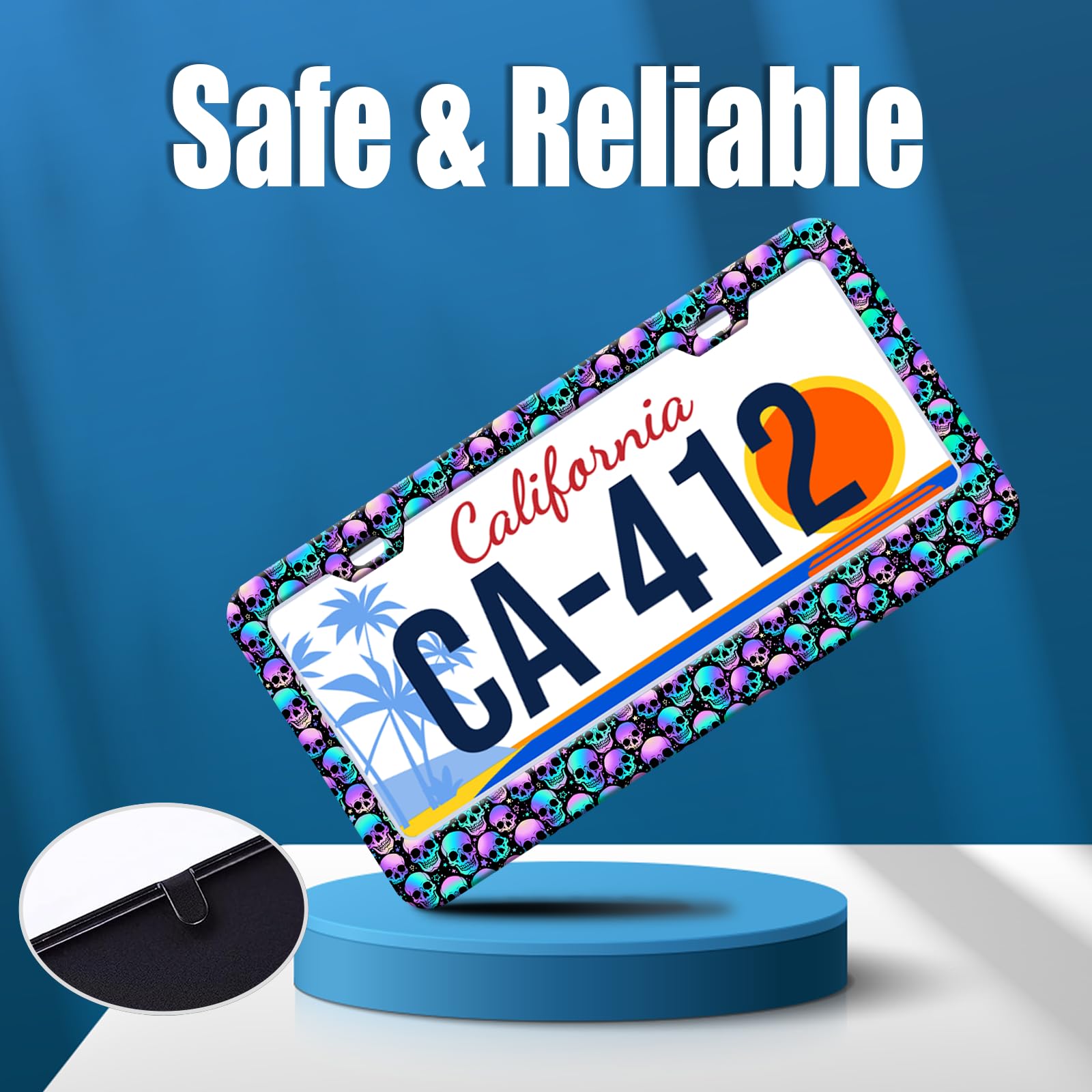 Skull License Plate Frames Halloween Skeleton License Plate Holder for Car Decor Parts Personalized Stainless Steel License Plat