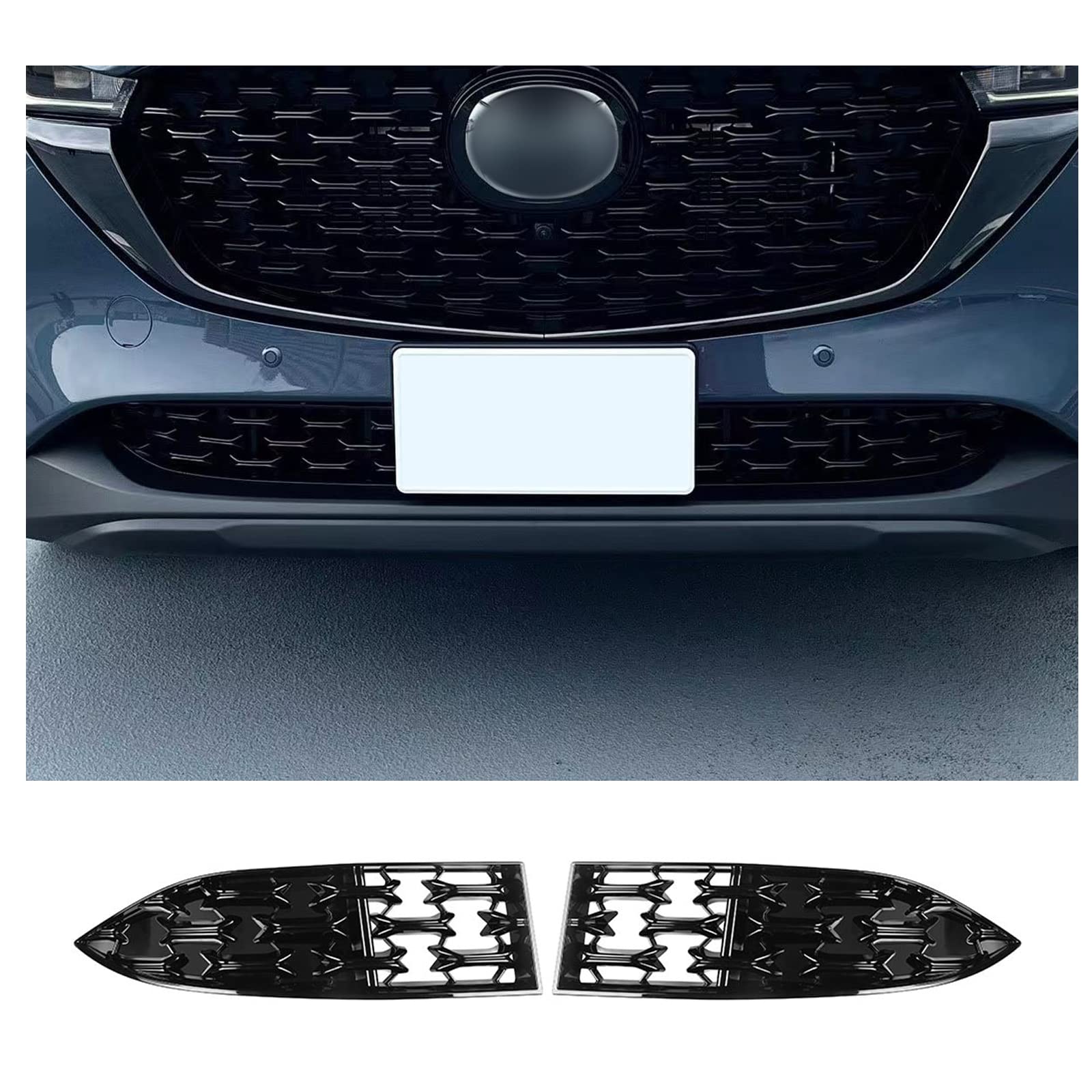 Cdefg 2024 2025 Cx-5 Front Grill Mesh Inserts Trims Front Grille Guard Compatible With 2022-2024 2025 Mazda Cx-5 Car Exterior Accessories Abs Material 2024 2025 Cx-5 Accessories(2Pcs)