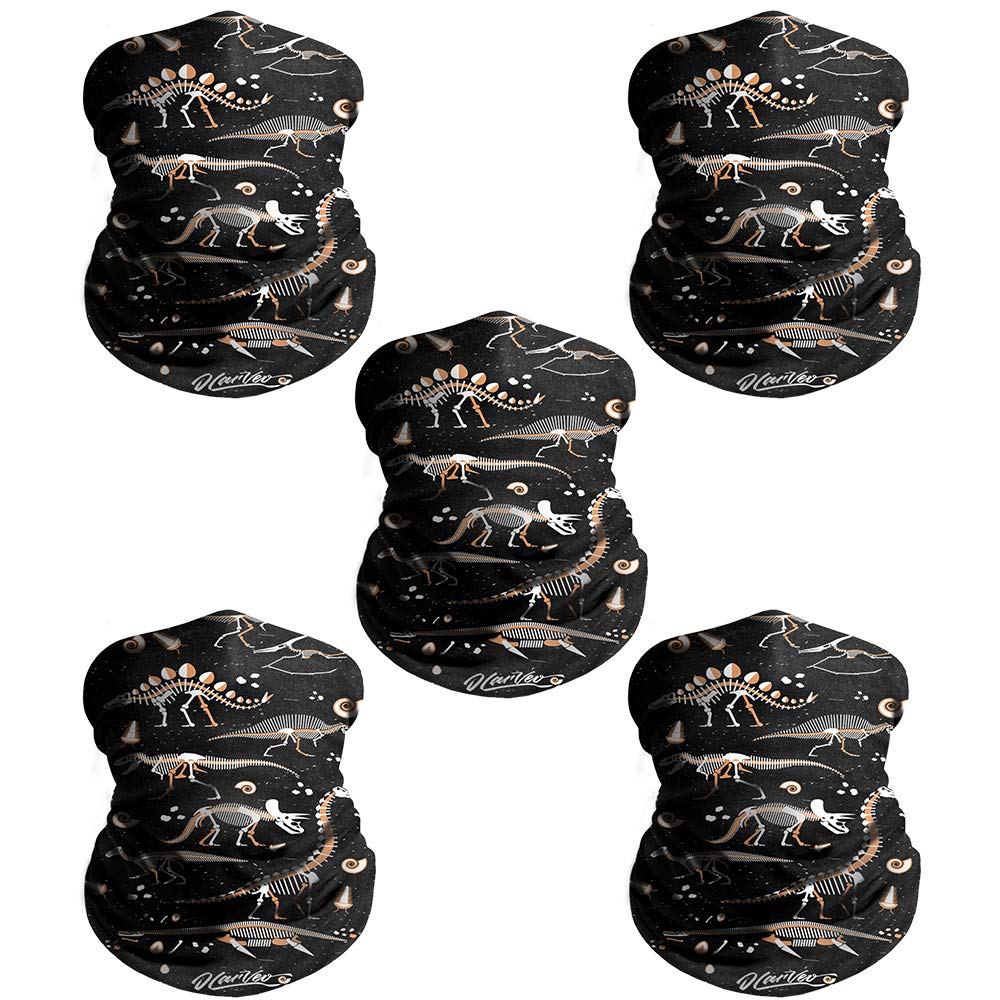 Olarveo Outdoor Face Mask Dinosaur 5-Pack Half Dust-Proof Windproof Motorcycle Bicycle Face Mask For Hiking Camping Climbing Fis