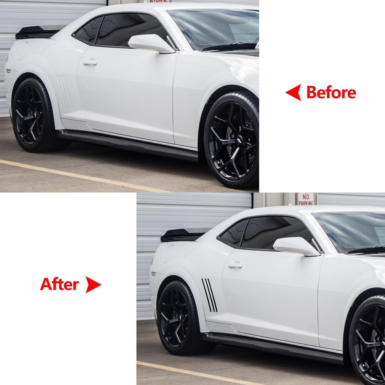 Xotic Tech 6Pcs Car Body L&R Side Vent Insert Stripe Decal Vinyl Inlay Side Vent Gill Sticker Compatible With Chevrolet Camaro 2