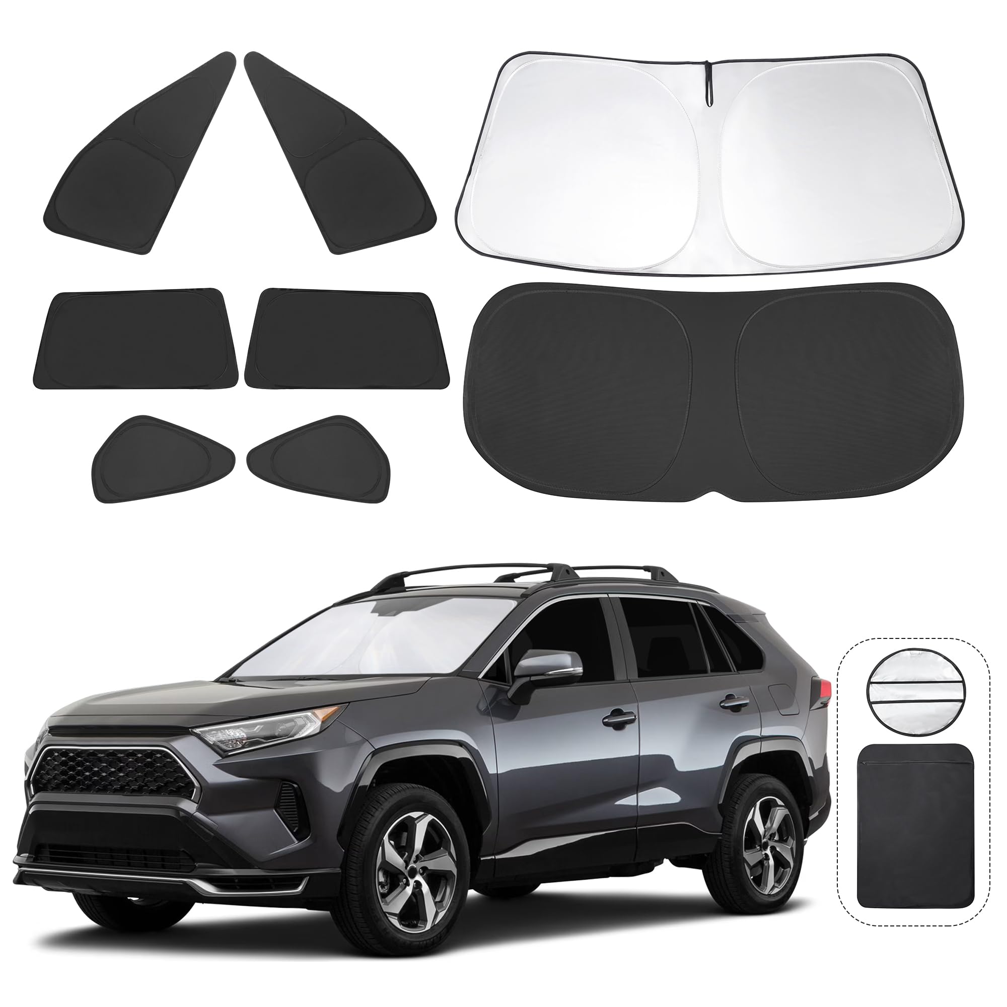 Tinglu Window Shades For Toyota Rav4 2019-2024 2025 Accessories Car Side Full Windows Rear Triangular Windshield Sun Shade Sun U