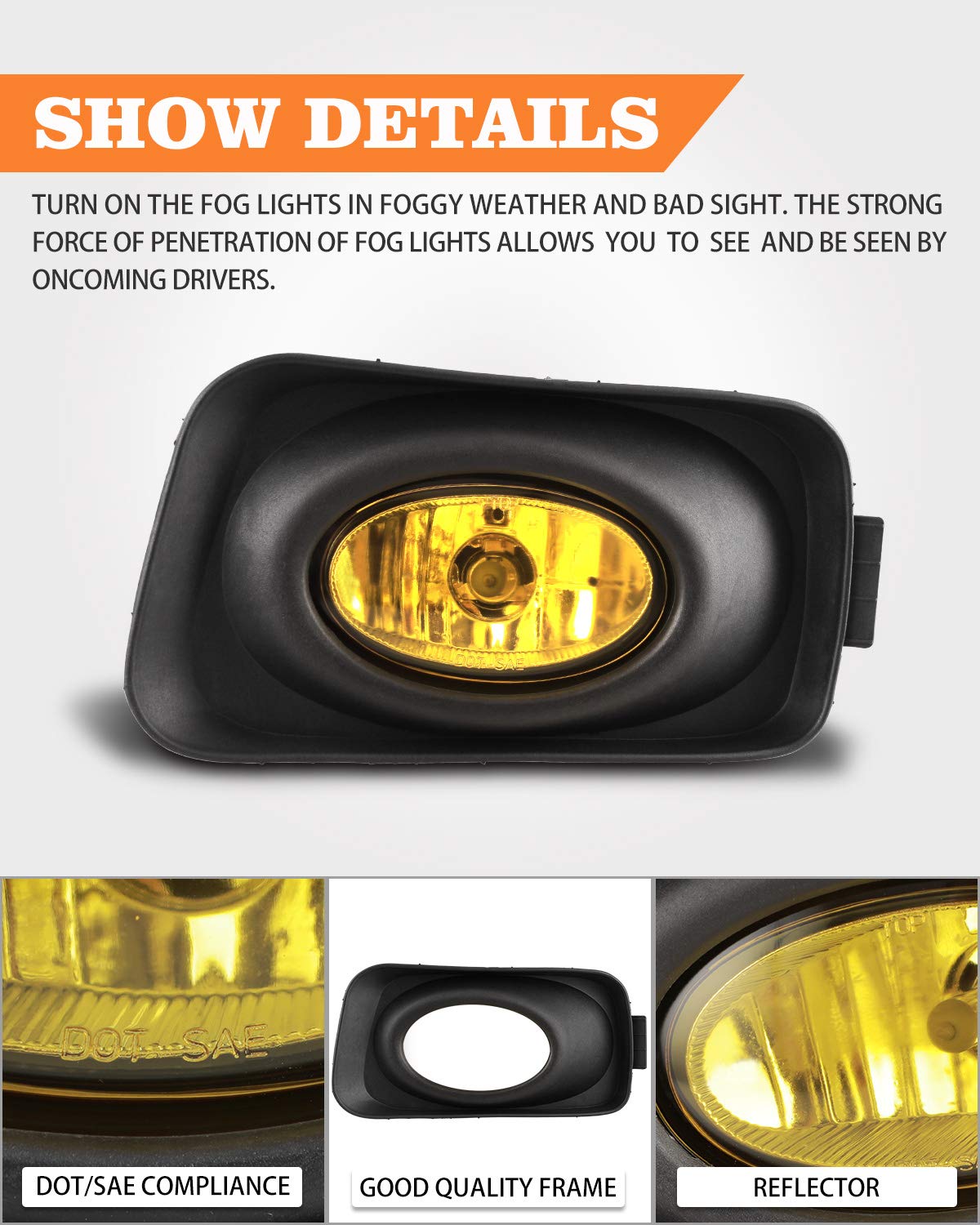Autowiki Fog Lights For 2004-2005 Acura Tsx Oem Replacement Fog Lamps With Yellow Lens 2Pcs