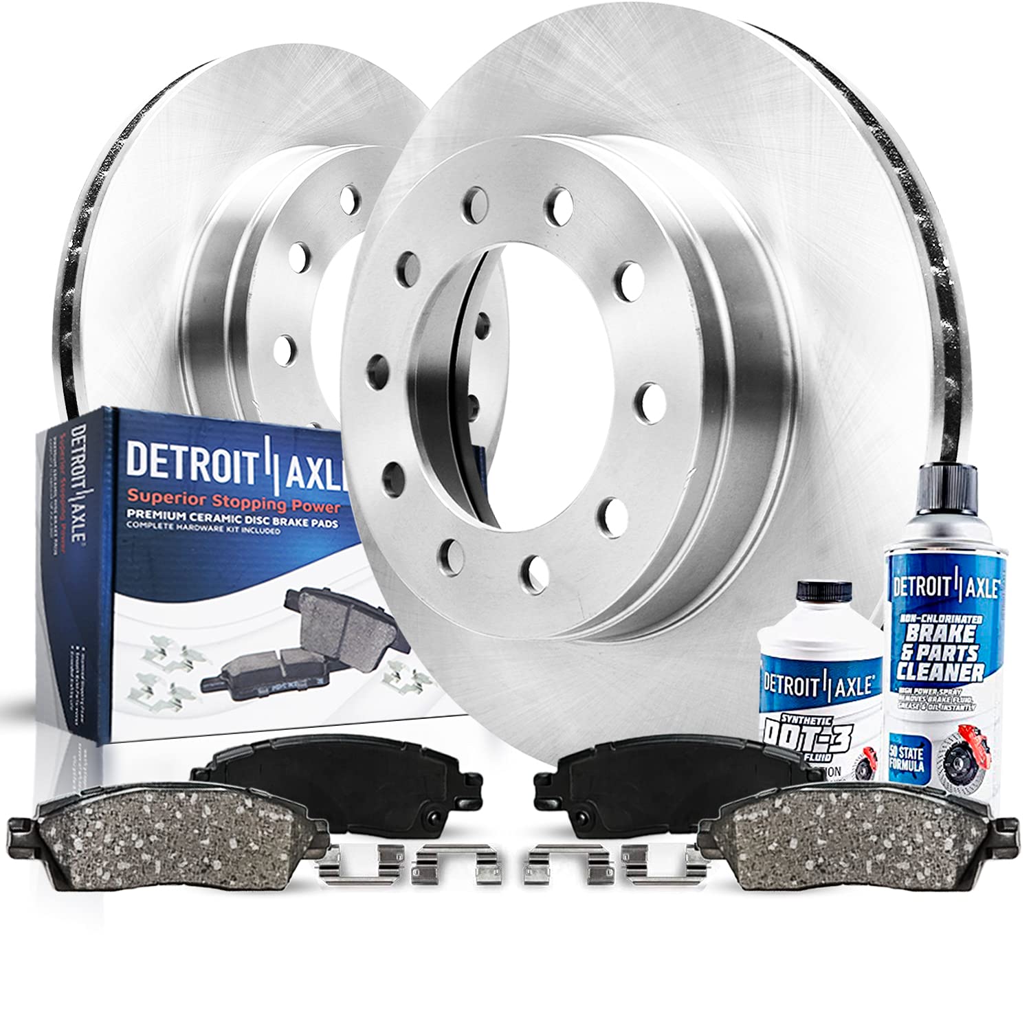 Detroit Axle - Rear Brake Kit for 2003-2011 Lincoln Town Car [Sedan] Disc Brake Rotors Ceramic Brake Pads w/Hardware 2004 2005 2