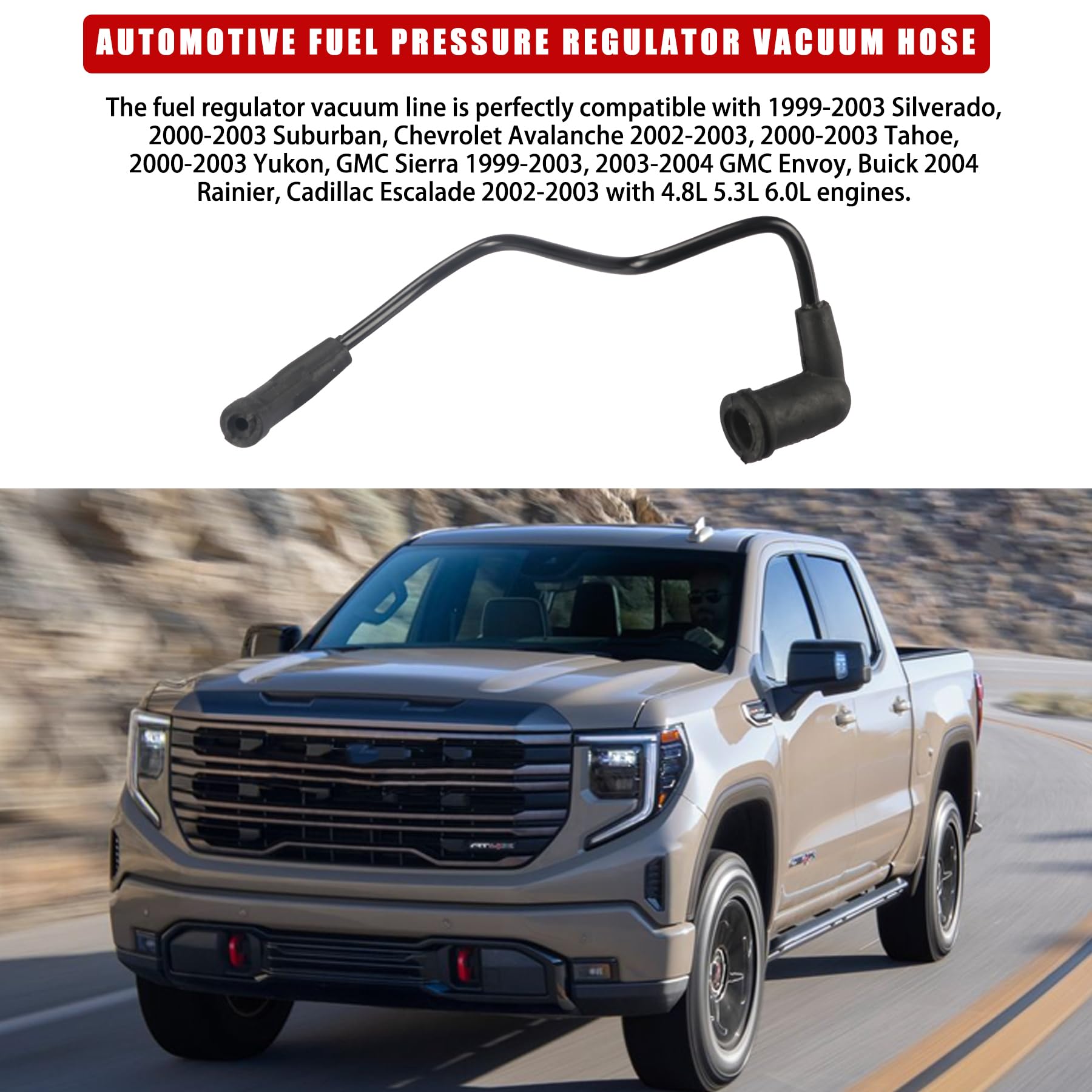 UMNNYK Car Fuel Pressure Regulator Vacuum Line Tube Compatible with GMC Chevrolet Sierra Silverado Avalanche Colorado Buick Yuko