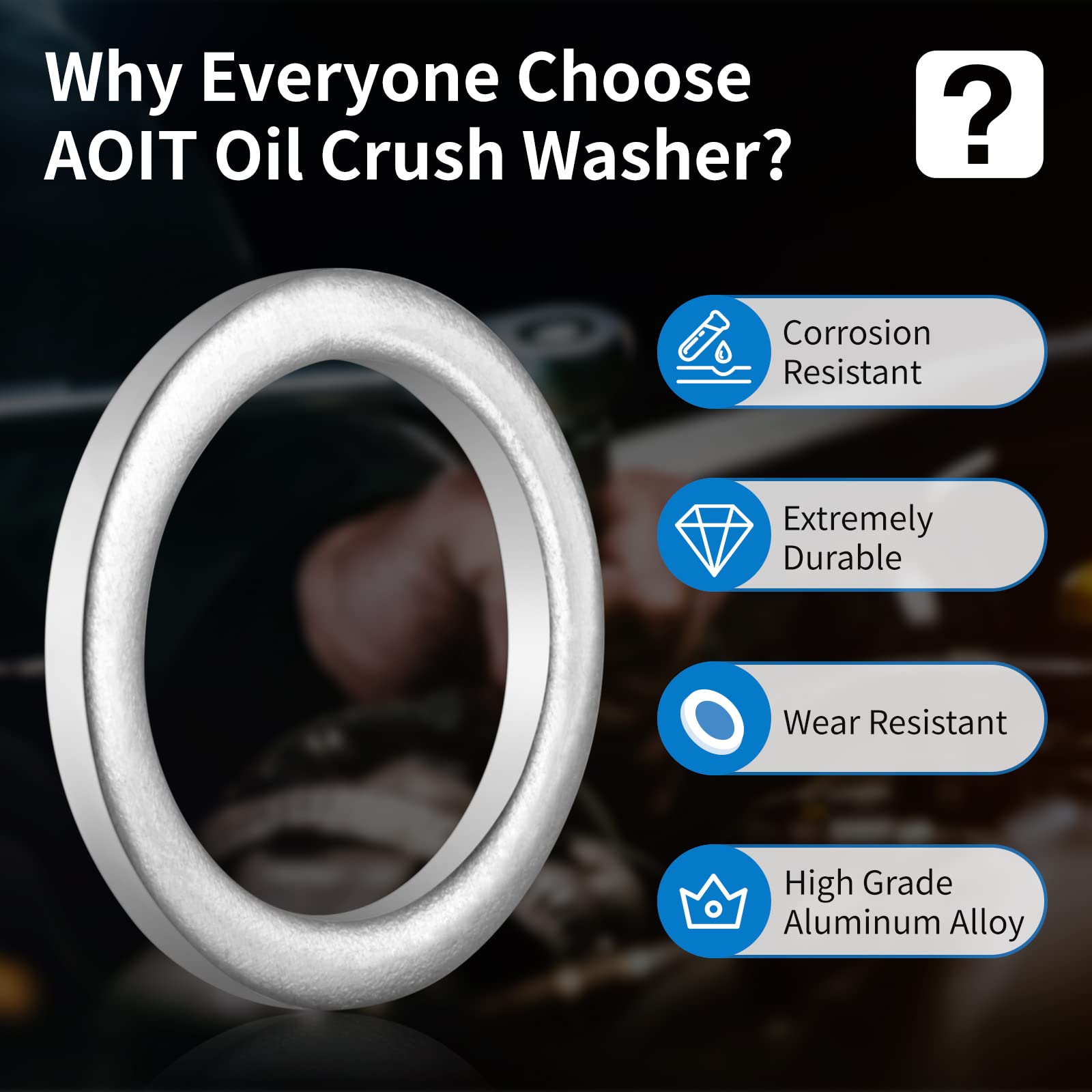 AOIT 10 Pcs Silver Aluminum Transmission Fluid Drain Plug Crush Washer Seal for Toyota Prius Corolla Tacoma Camry - Replaces Part# 90430-18008