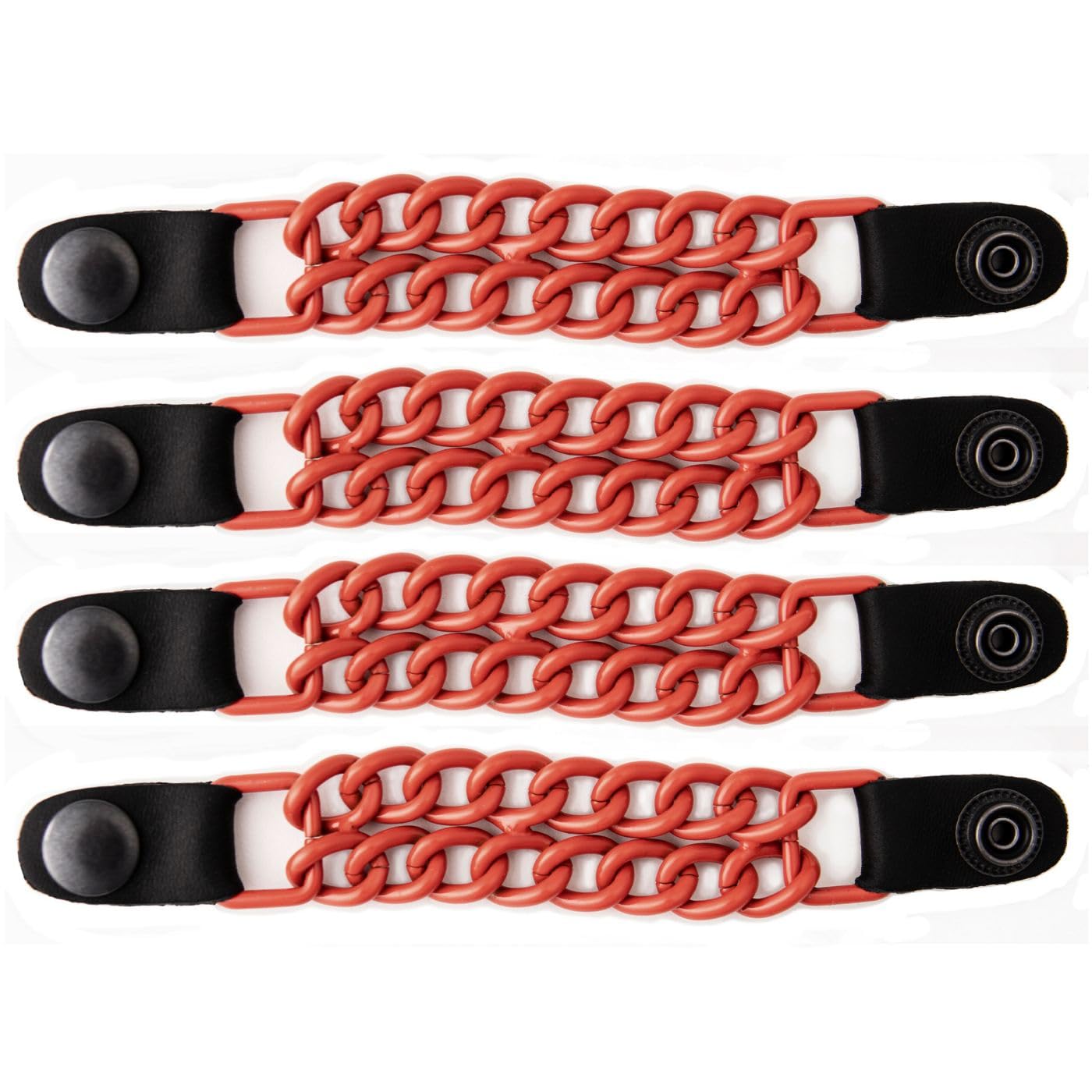 Milwaukee Leather 4 PC Vest Extenders - Double Chain with Genuine Leather 4 or 6 Inch Extension - 4 Inch