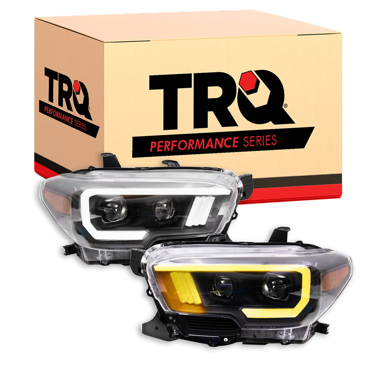 Trq Headlight Assembly Set Headlights Driver & Passenger Side Halogen Compatible With 2016-2022 Toyota Tacoma To2502242 To250224