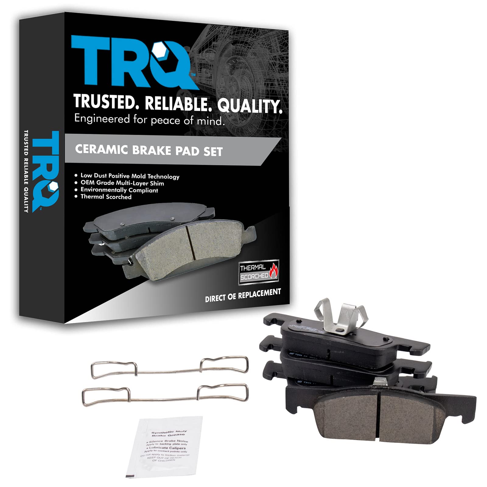 TRQ Front Brake Pads Ceramic Compatible with 2016-2017 Smart Fortwo