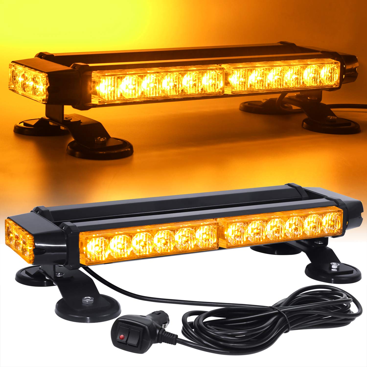 Linkitom Roof Top Led Strobe Light Bar -Double Side Amber 30 Led Emergency Hazard Safety Warning Flashing Beacon Lighting Bar Wi