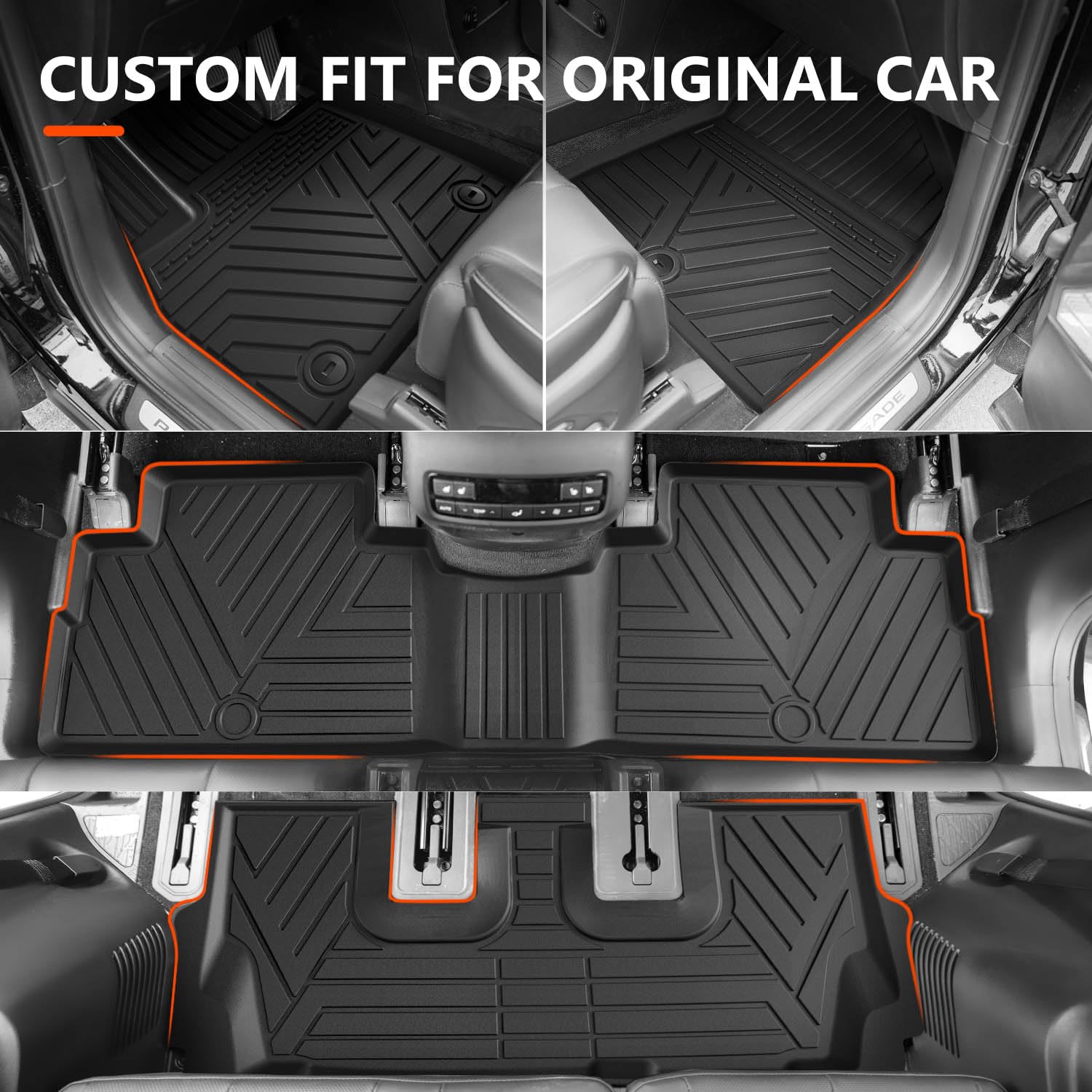 Powoq 7&8 Floor Mat Compatible With Hyundai Palisade Cargo Mat Liners Replacement For 20-25 Hyundai Palisade Accessories(Trunk&B