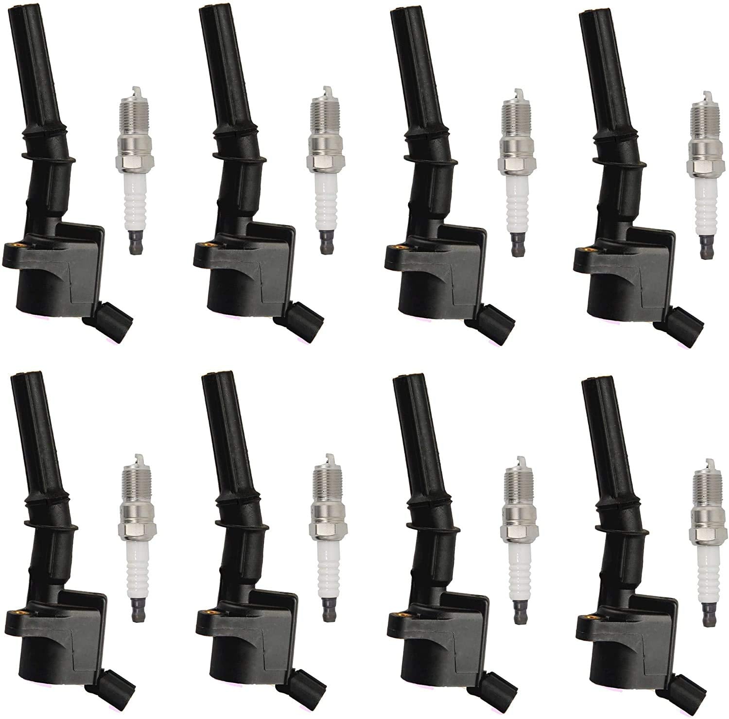 Ena Dg508 Ignition Coils And Sp479 Spark Plugs For 5.4 V8 Compatible With Lincoln Ford Mustang Econoline Excursion Expedition Pickup E150 E250 E350 F150 F250 4.6L 5.4L 6.8L Replacement For Fd503 Sp479