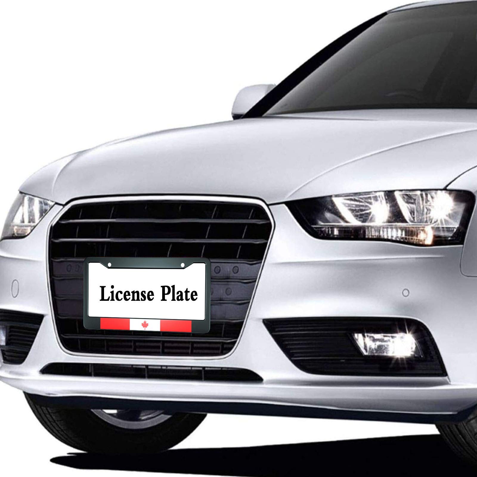 HOSNYE National Flag of Canada License Plate Frame Red Maple Leaf Metal License Plate Cover Front Plates Frames Car Tag Frame fo