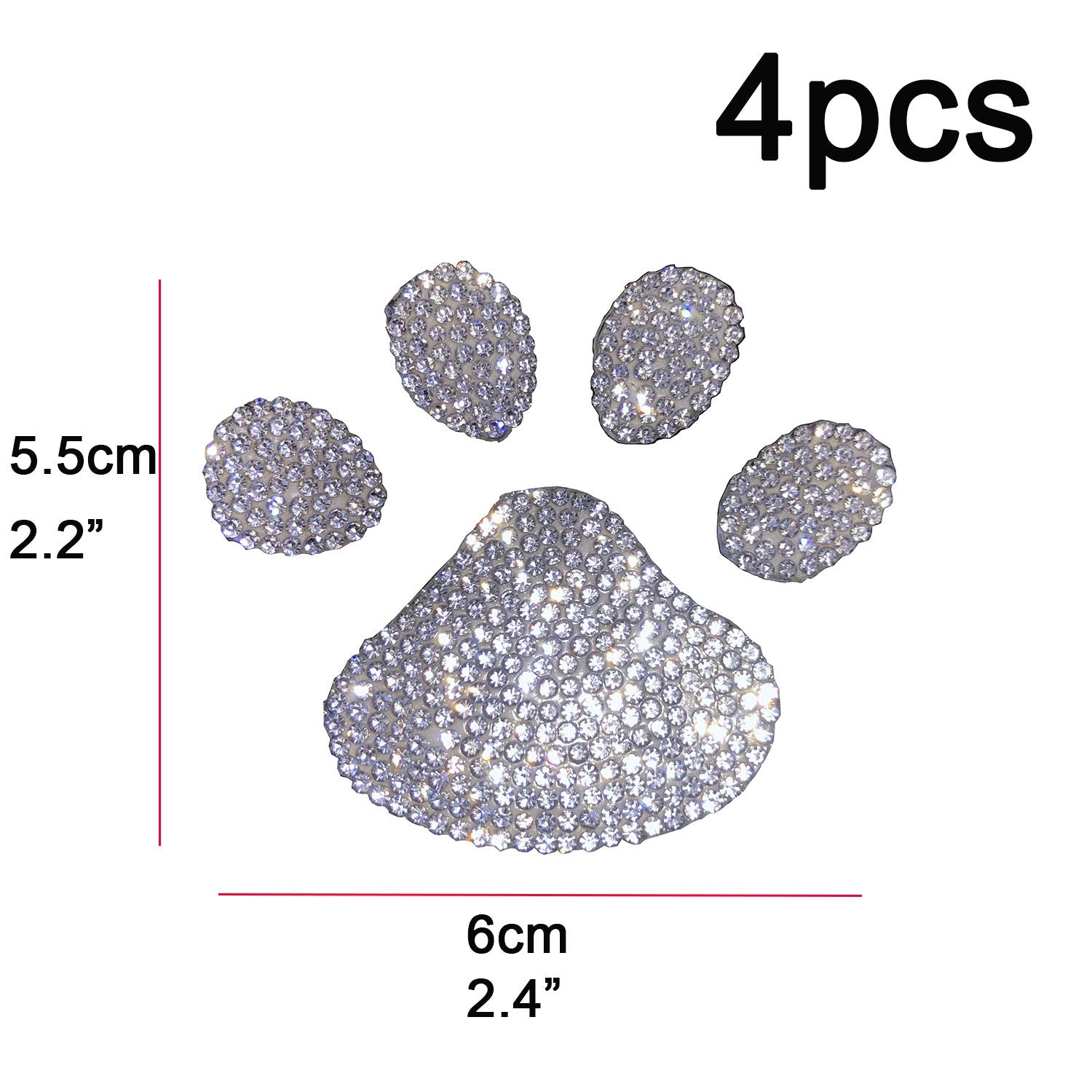 Lzlrun 4Pieces Crystal Car Sticker For Window, Bling Rhinestone Sticker Bling Dog Paw Footprint Sticker Decal Auto Car Emblem Decal Decoration