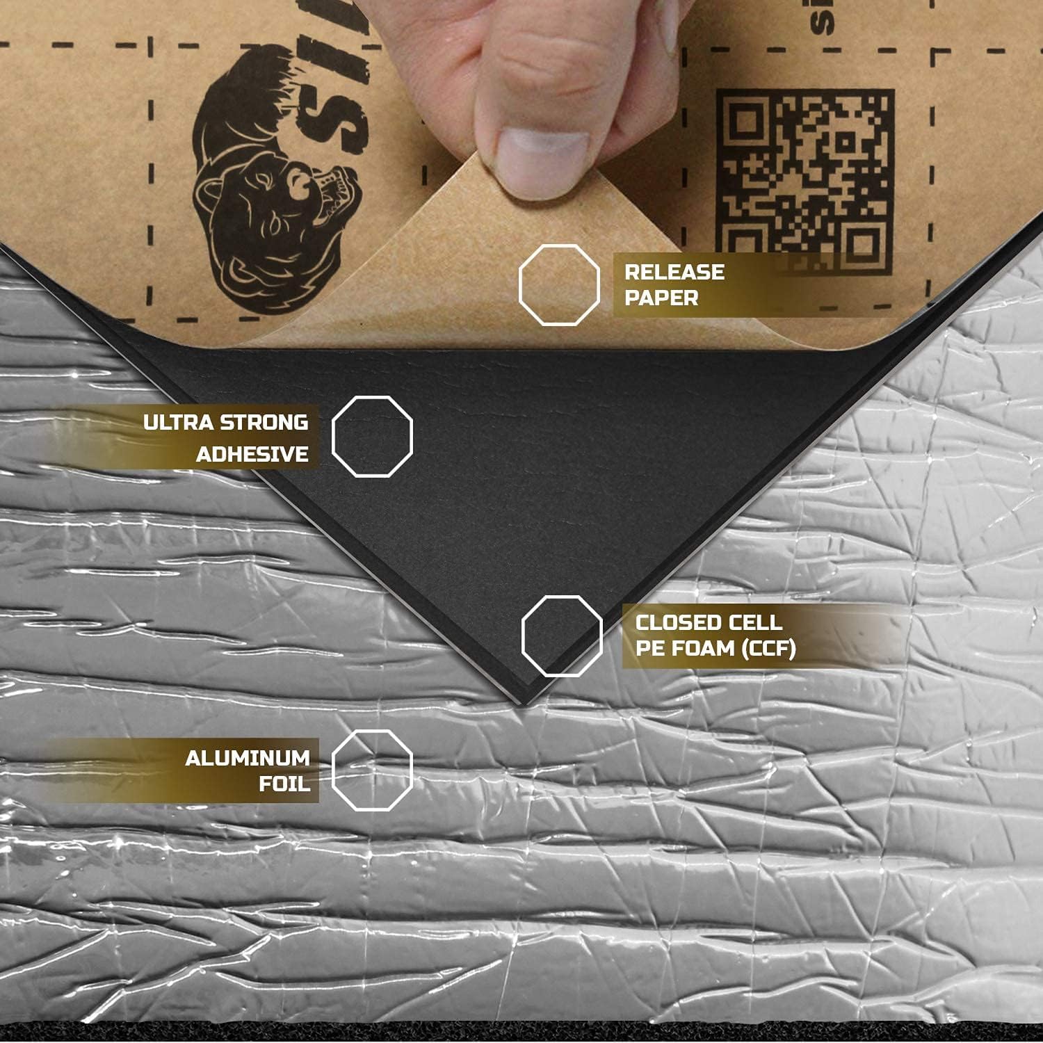 Siless Liner 157 Mil (4 Mm) 9 Sqft Aluminum Foil Finish Car Sound Deadening & Heat Insulation Closed Cell Foam - Pe Foam Sound D