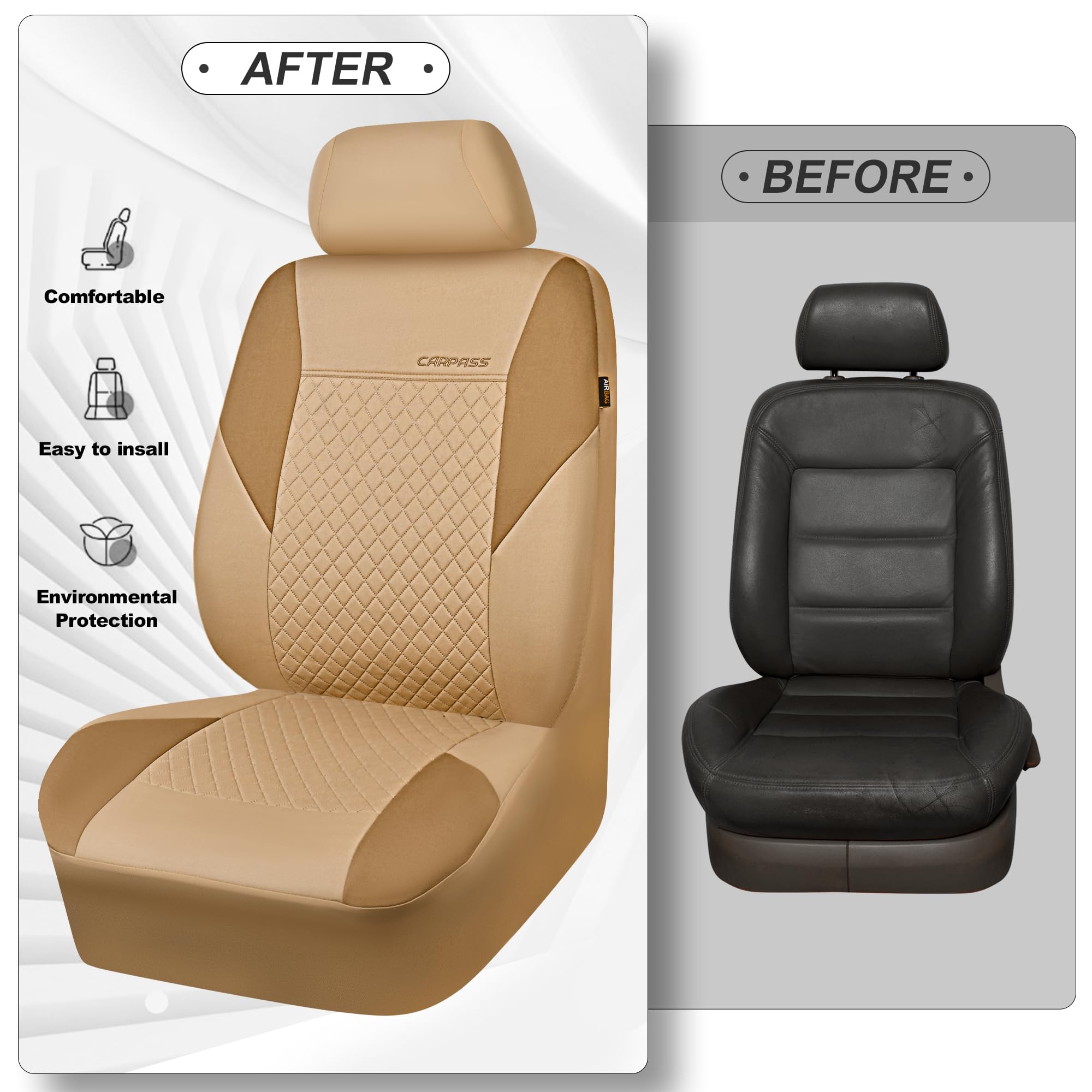Car Pass Ultrasonic Embossing Cloth Universal Seat Covers,Cute Breathable Car Seat Cover With 5Mm Composite Sponge Inside,Airbag