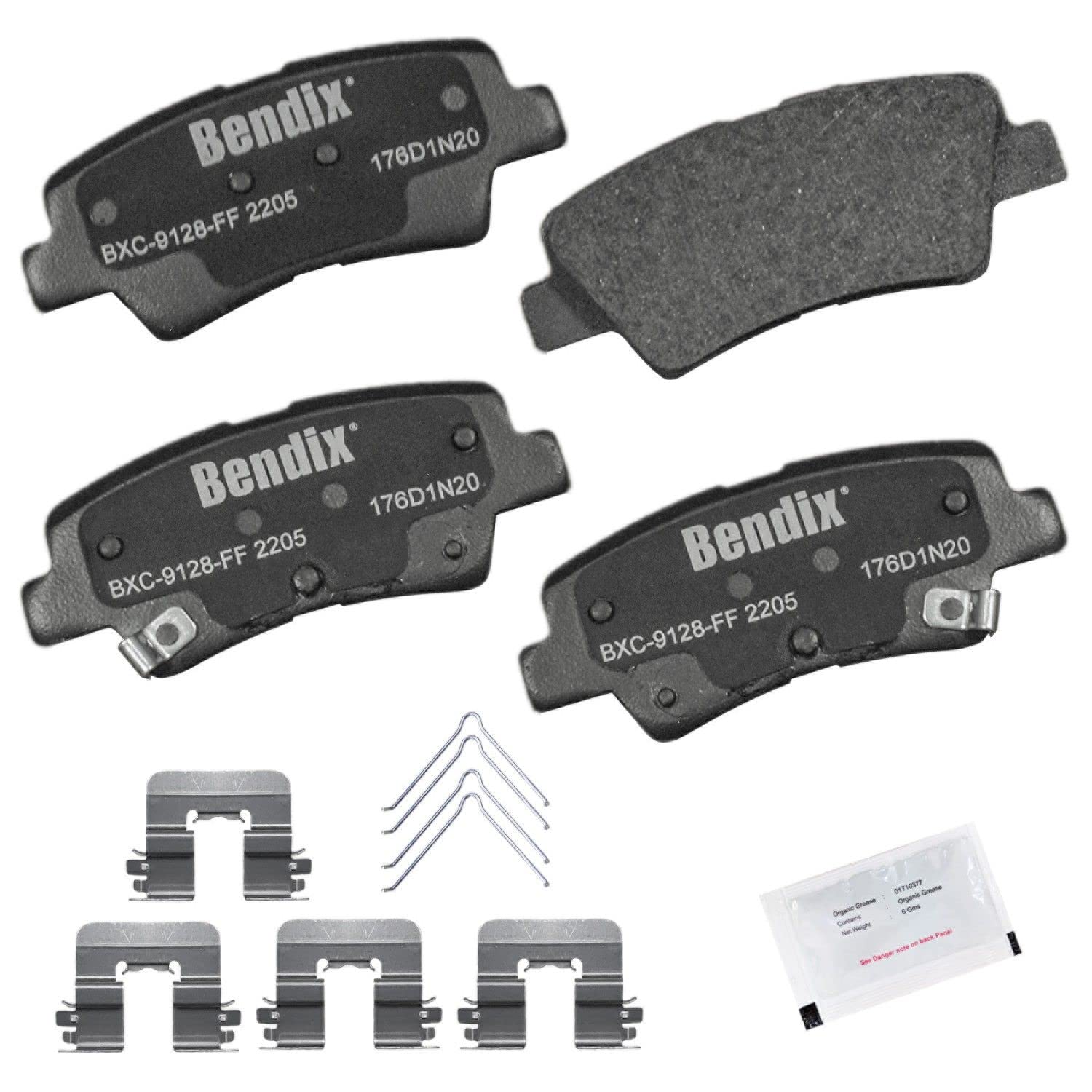 Bendix Priority1 Cfc2205 Ceramic Rear Brake Pads For Hyundai Veloster 2021-2019, Kia Forte 2023-2019, Forte5 2023, Niro Ev 2022-