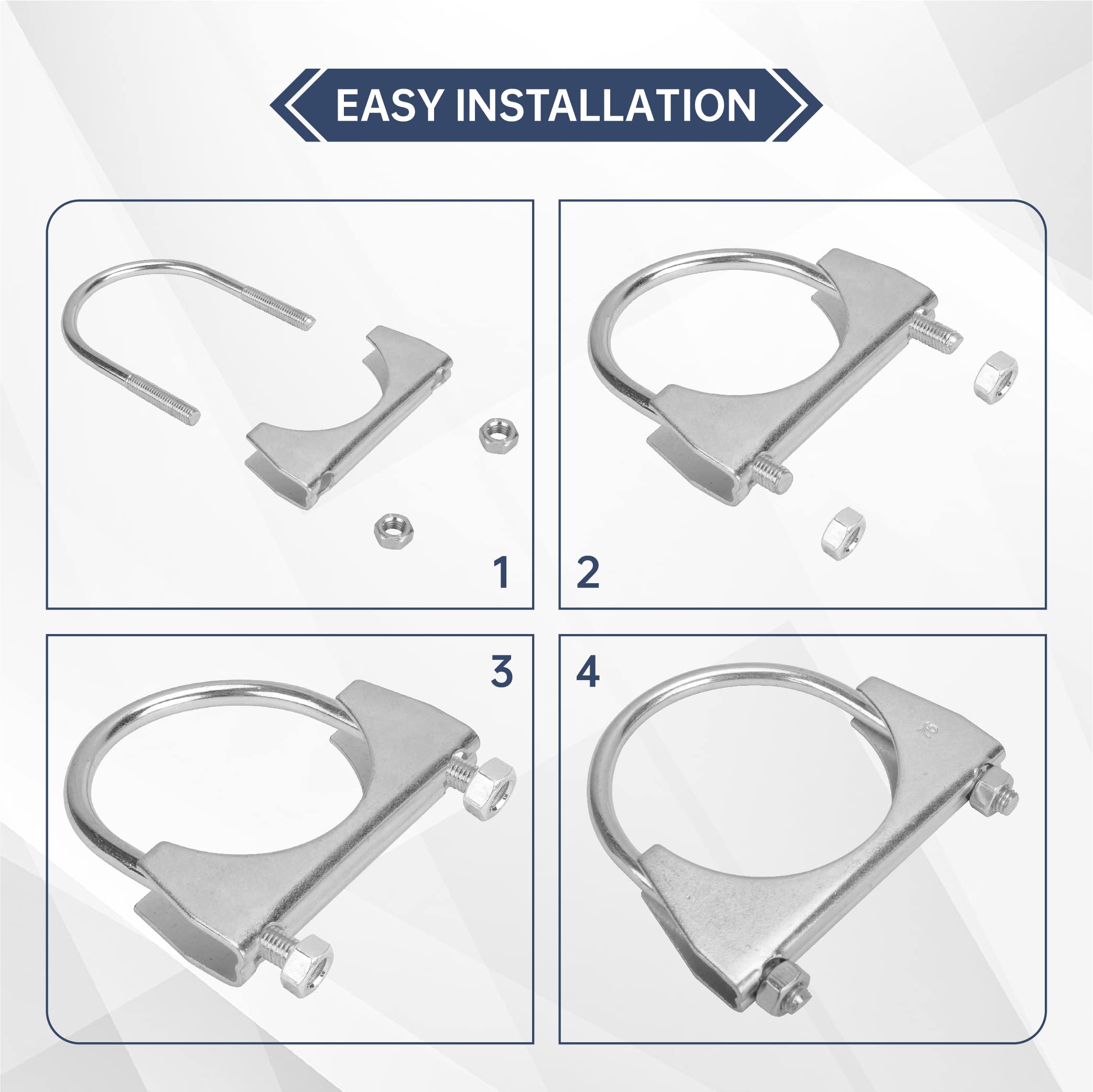 Batoneco 3'' U Bolt Clamp, Muffler Exhaust Clamps,3 Inch Saddle Style Heavy Duty Mild Steel(2-Pack)