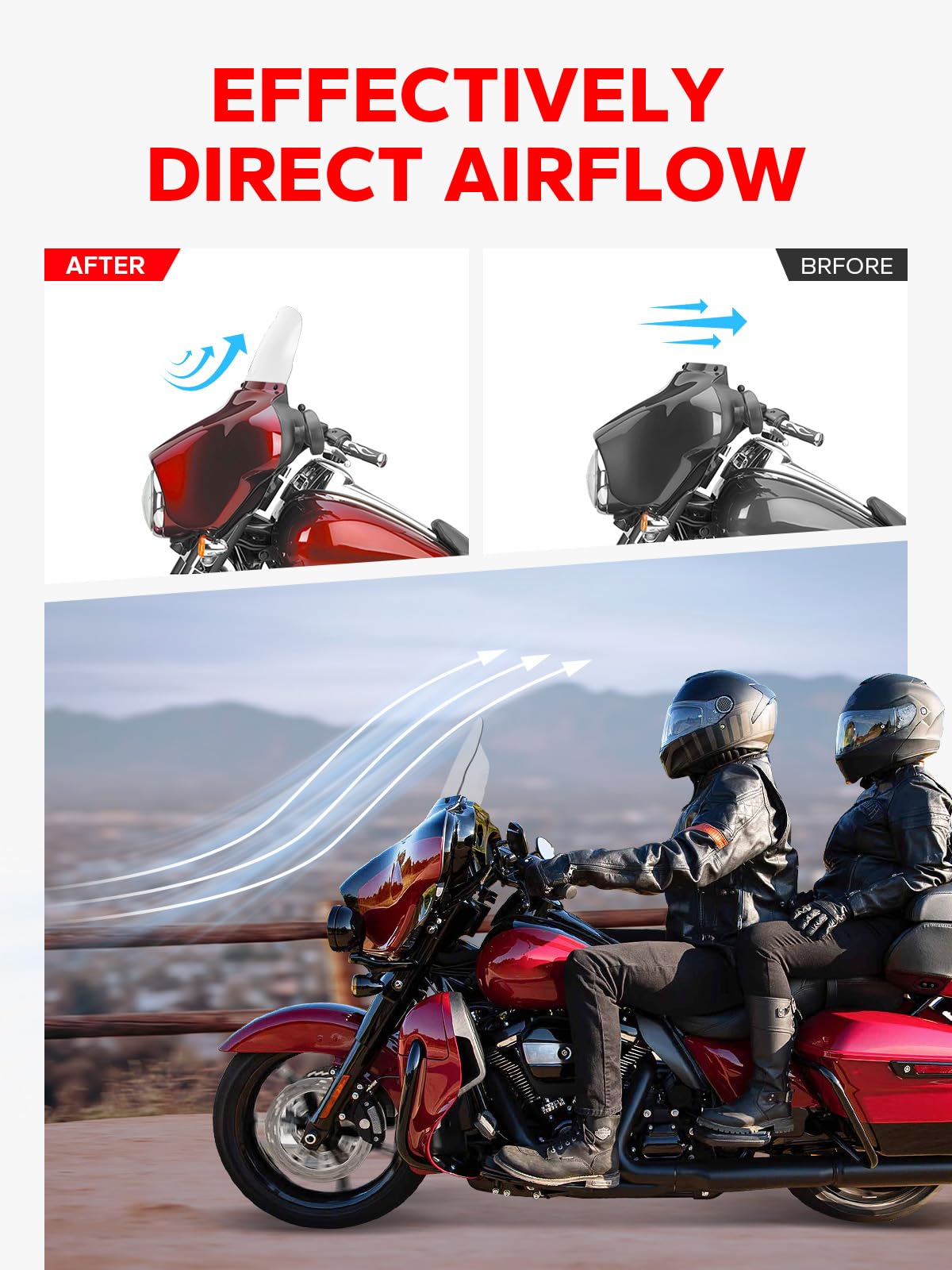 Amazicha 10'' Wave Windshield Windscreen Fit For 2014-2023 Harley Davidson Touring Street Glide, Electra Glide 2014-2022, Ultra