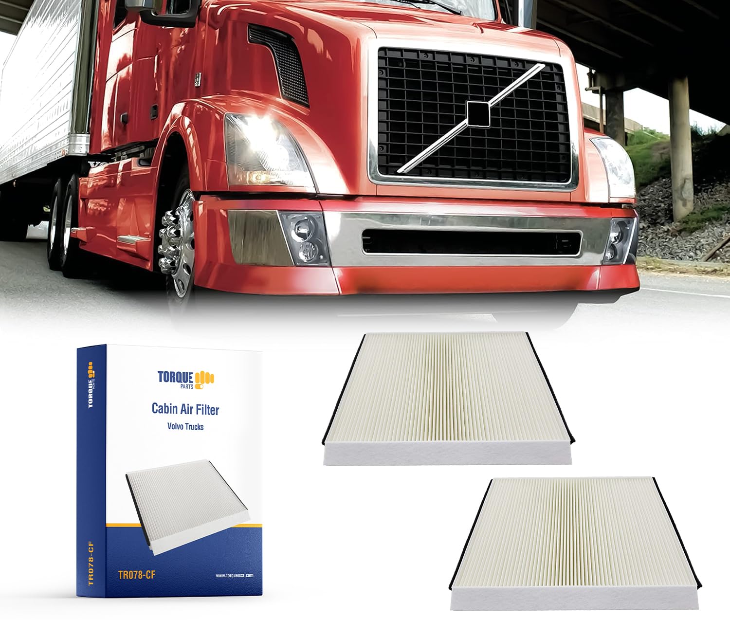 Torque 20435801 Cabin Air Filter Compatible With 2002+ Volvo Vnl 780 760 860 670 630; Vn 780 670; Vh Vhd Vnm Accessories Parts R