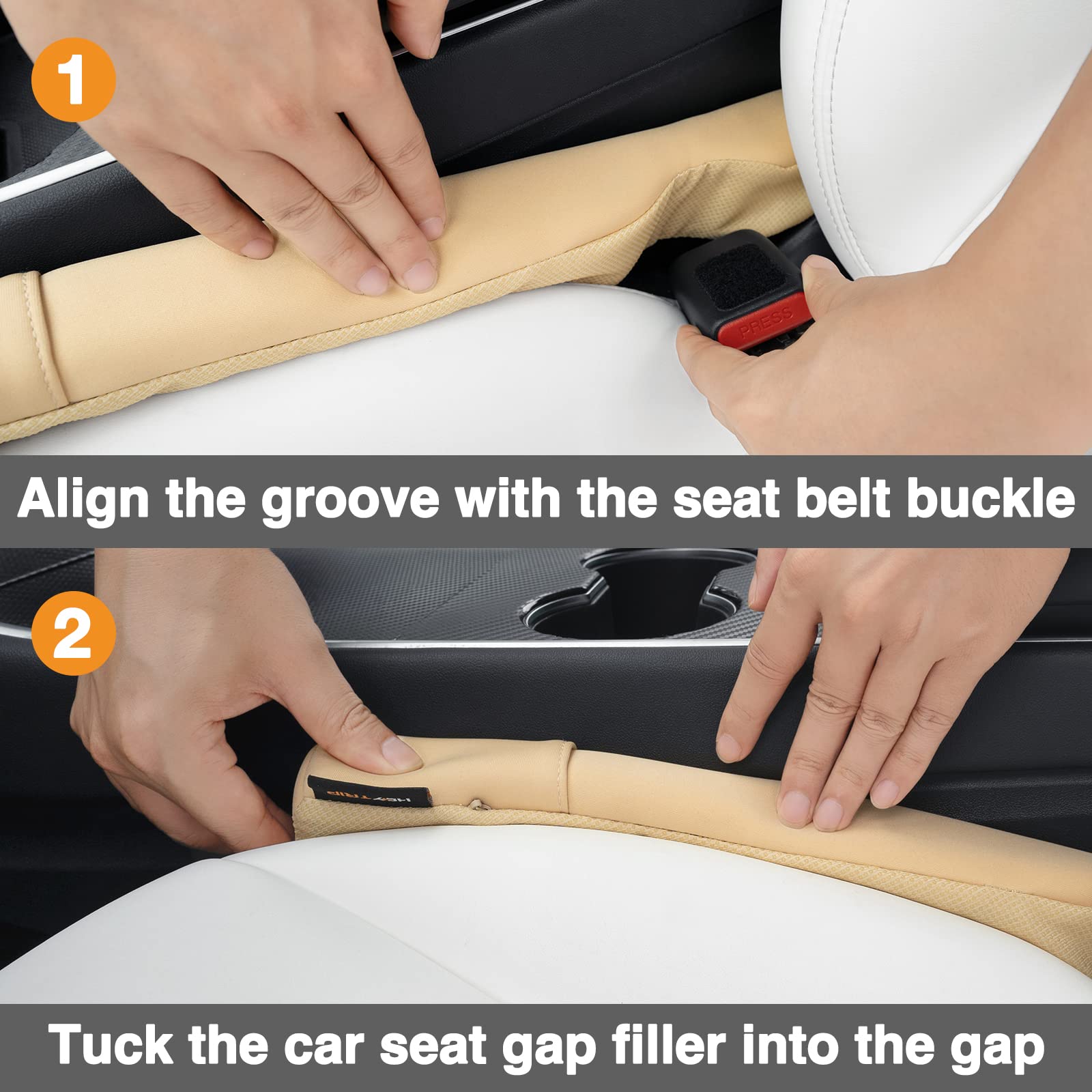 Heytrip Car Seat Gap Filler Universal Fit Organizer Fill The Gap Keep Cellphones Keys Wallet Coins From Falling, Driver Or Passenger Front Use, Pack Of 2(Yellow)