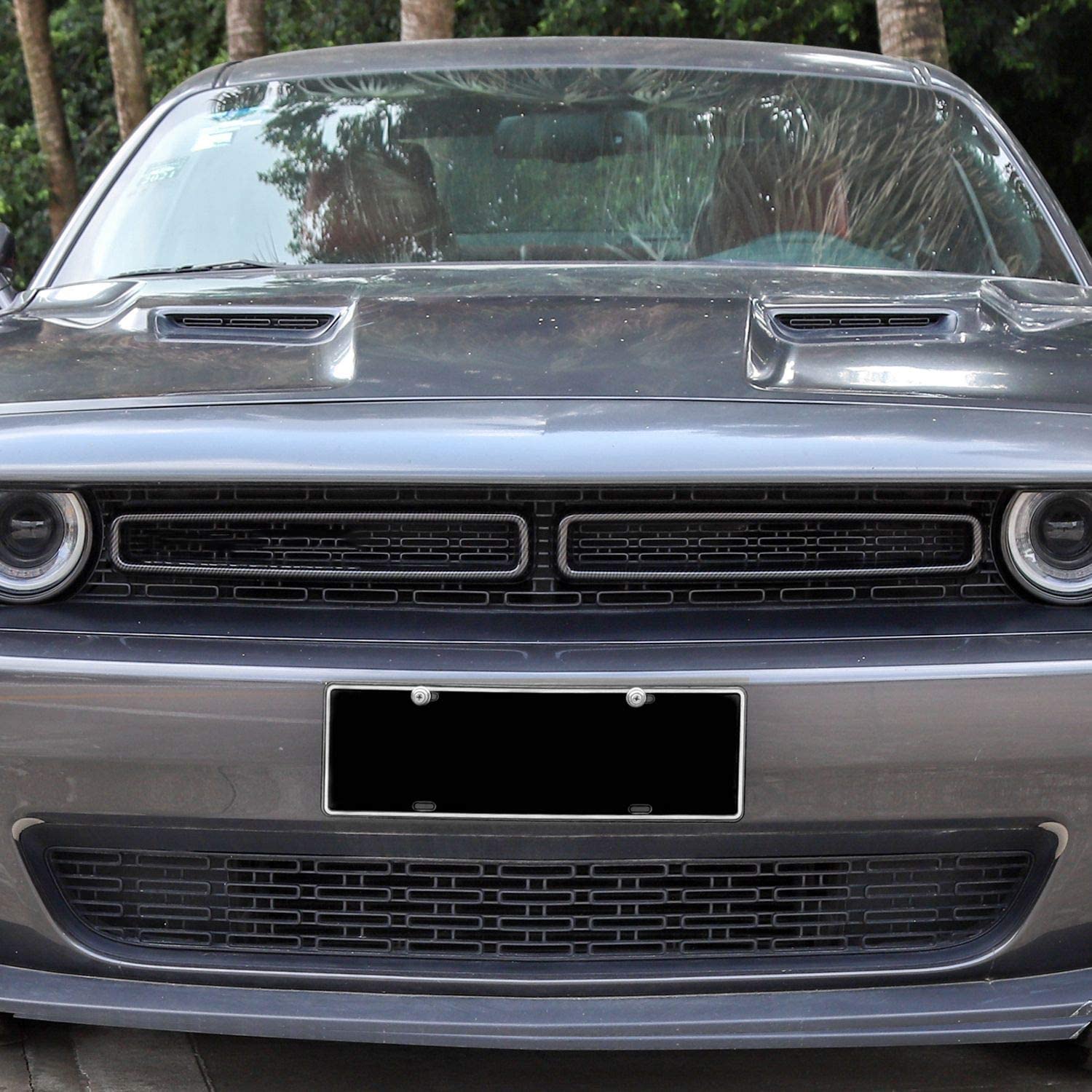 Voodonala For Challenger Abs Carbon Fiber Front Grille Inserts For 2015-2022 Dodge Challenger Accessories, 2Pcs