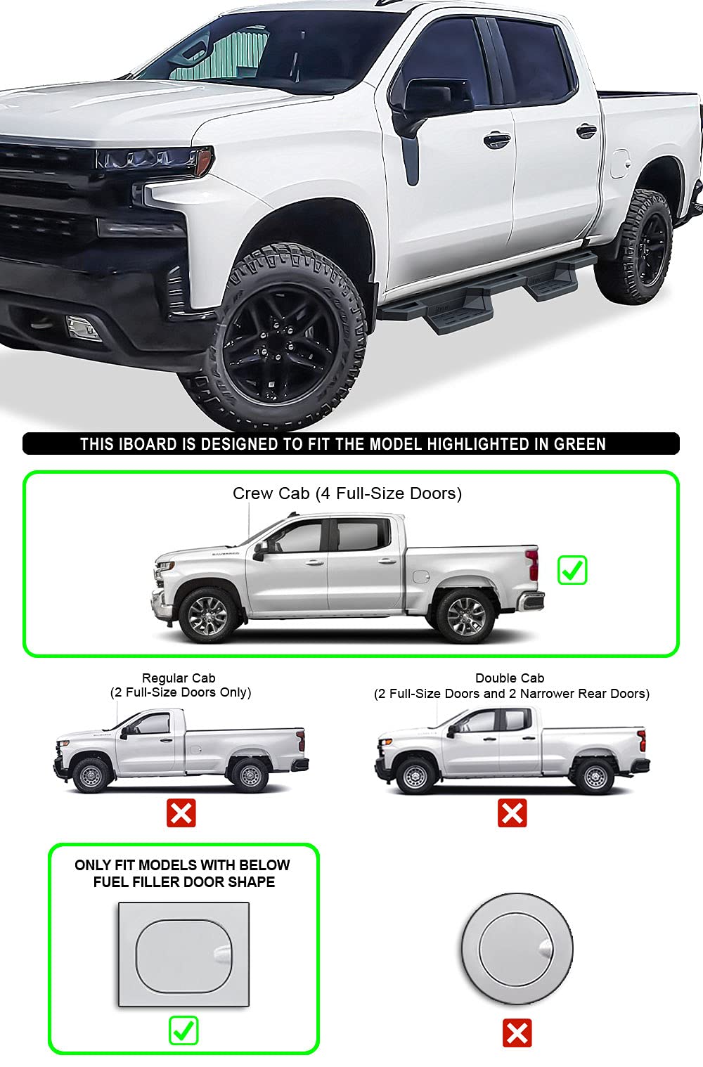 Aps Stainless Steel Pocket Steps Running Boards Compatible With Chevy Silverado Gmc Sierra 1500 2019-2024 Crew Cab & 2500 Hd 3500 Hd 2020-2024 (Silverado 1500 Ltd Sierra 1500 Ld 2022)