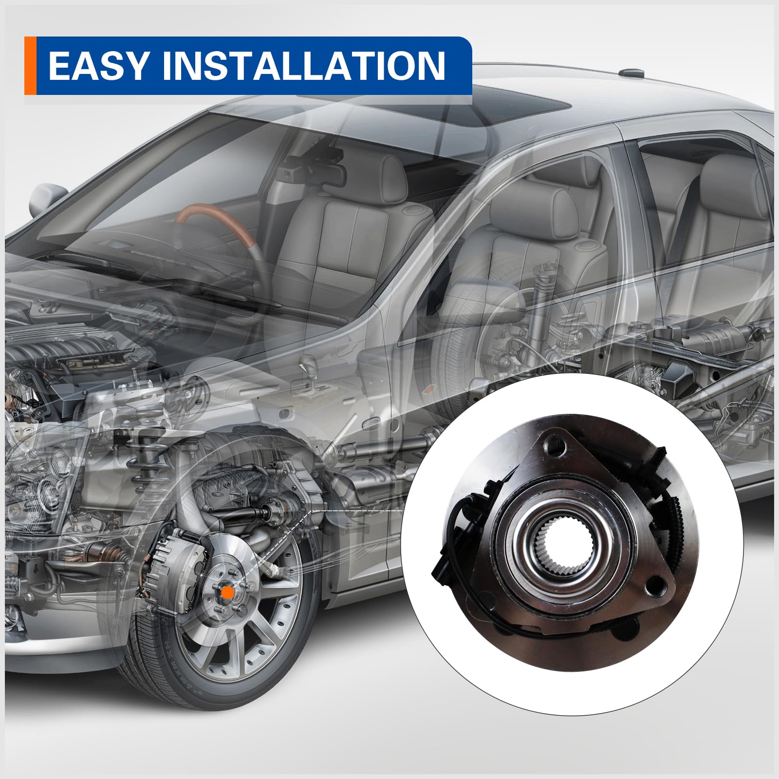 Parod 515151 Front Wheel Hub And Bearing Assembly Compatible With 2012-2018 Ram 1500, 2019 Ram 1500 Classic 5Lugs W/Abs