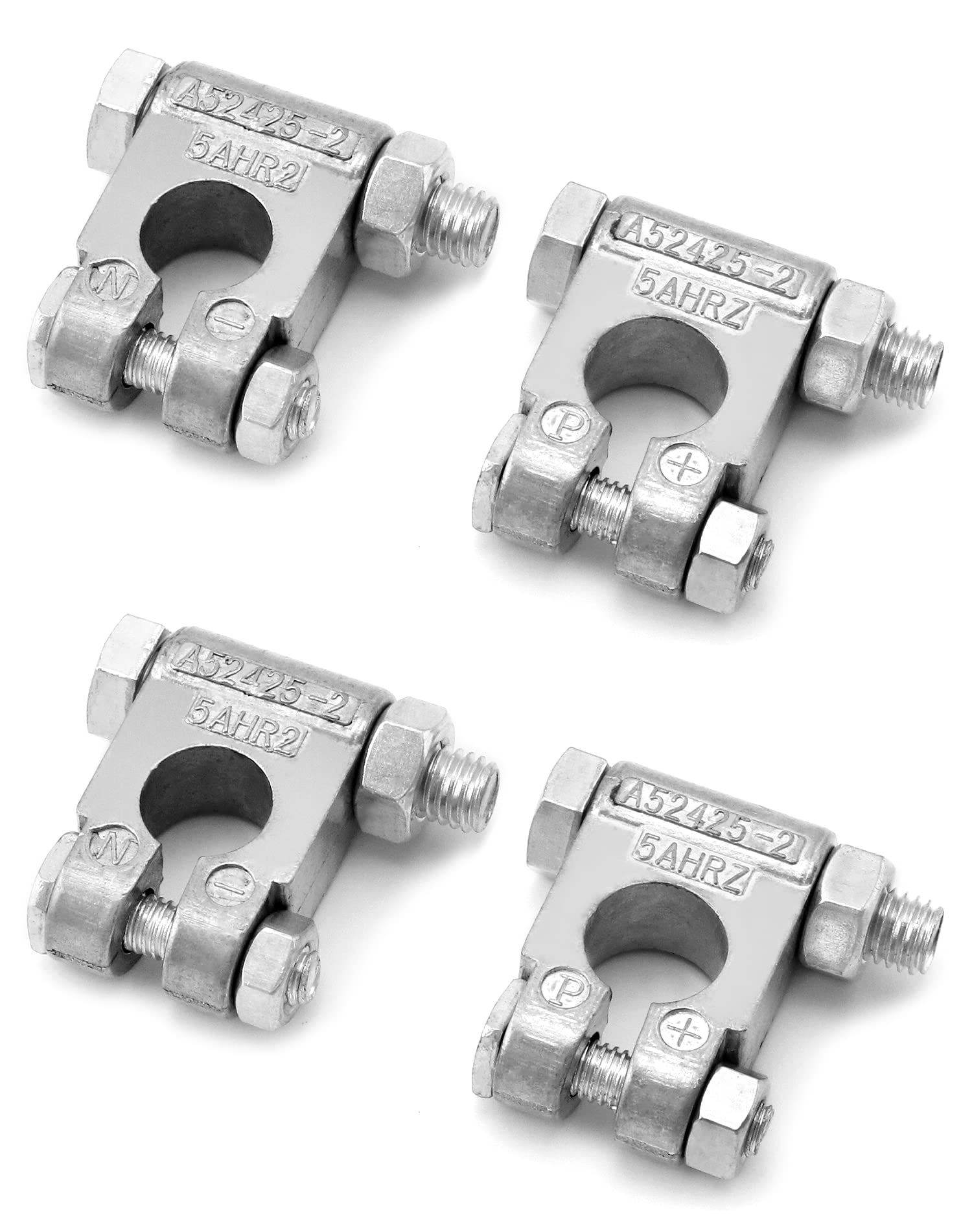 Qwork Military Spec Battery Terminals, 2 Pairs Negative And Positive Top Post Battery Connector For Marine Vehicles, Boats, Rvs