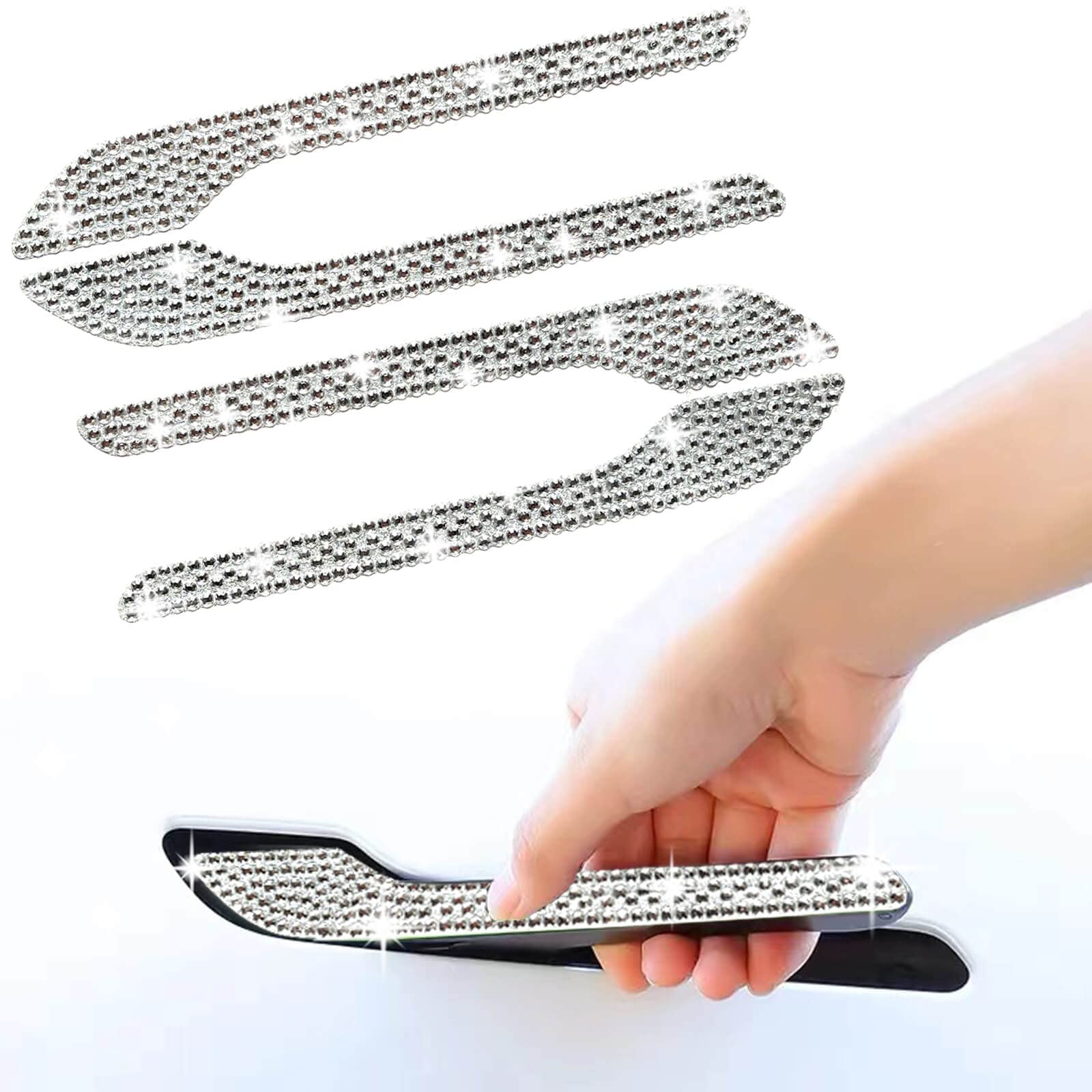 Bling Crystal Rhinestone Door Handle Cover Trim Protector Sticker For Tesla Model 3 And Model Y (4Pcs), Bling Car Accessories Fo