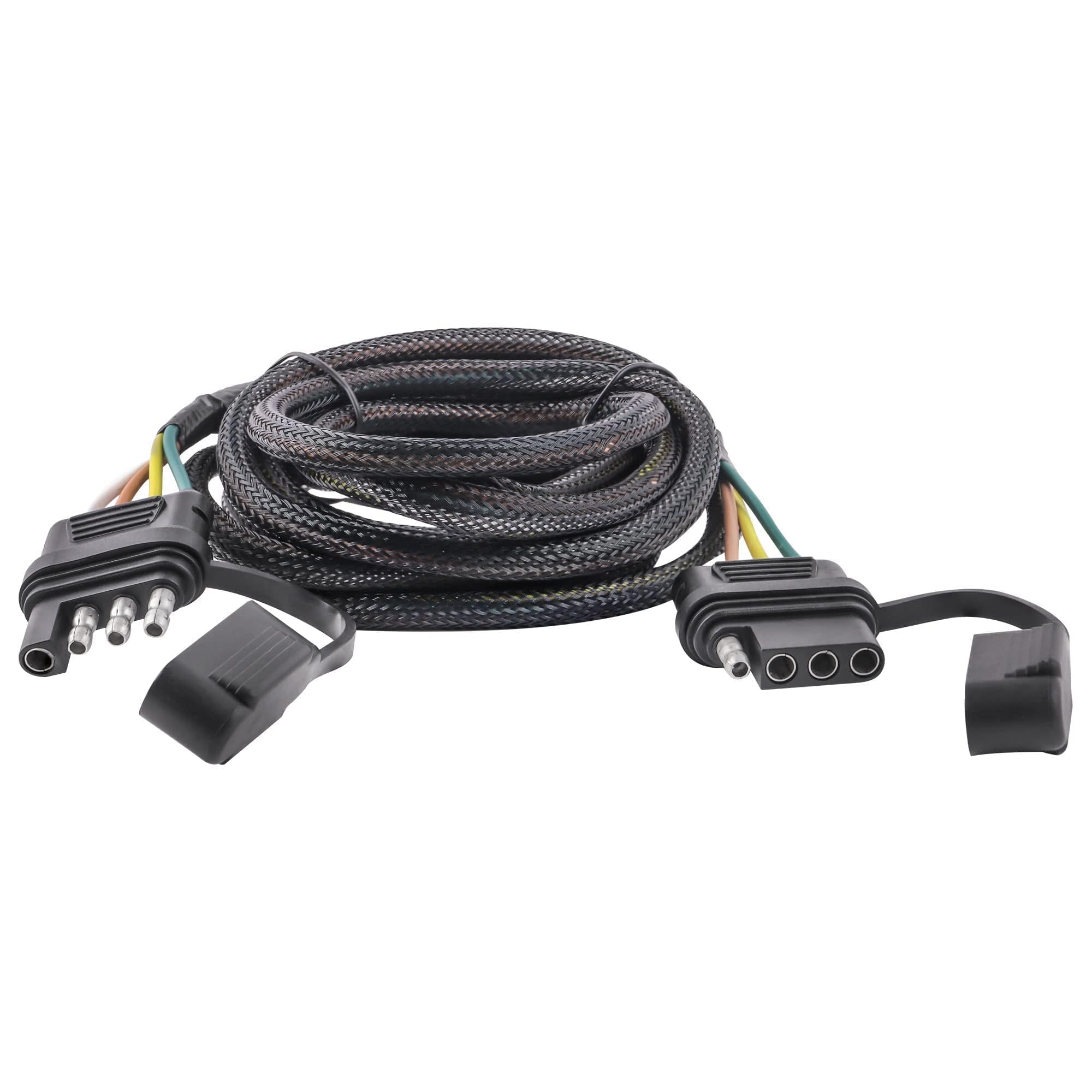 Oyviny 16AWG Vehicle-Side and Trailer-Side 4 Pin Trailer Extension Wiring Harness 8 Feet, 4 Way Flat Trailer Lights Male & Femal