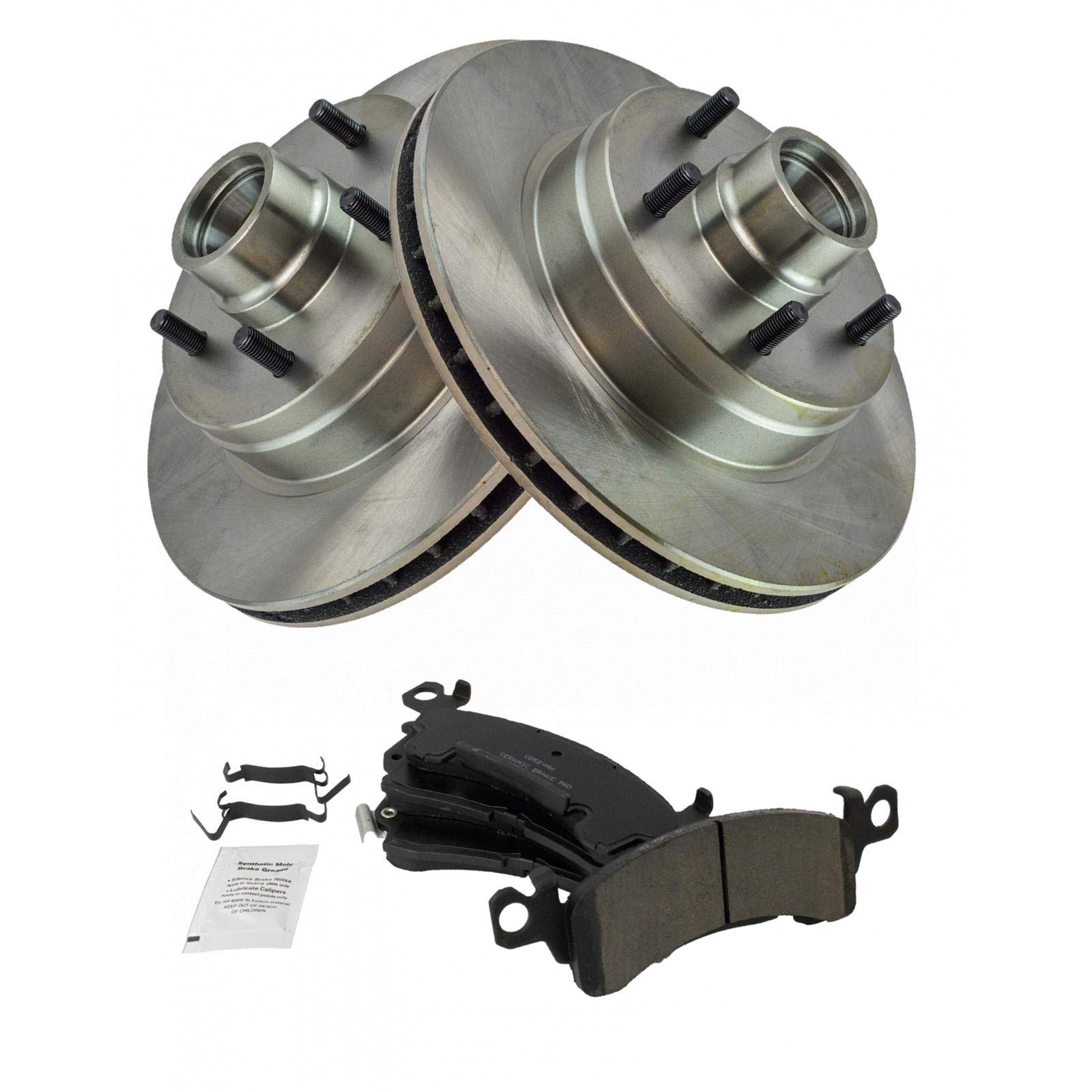 Trq Front Brake Pad & Rotor Kit Brake Pads Brake Rotor Ceramic Compatible With 1991-1996 Buick Roadmaster 1991-1992 Cadillac Bro