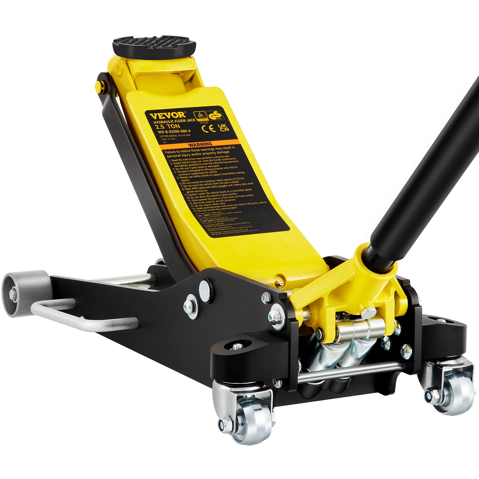 VEVOR Floor Jack, 2.5 Ton Low Profile Floor Jack, Aluminum and Steel Racing Floor Jack with Dual Pistons Quick Lift Pump, Floor 