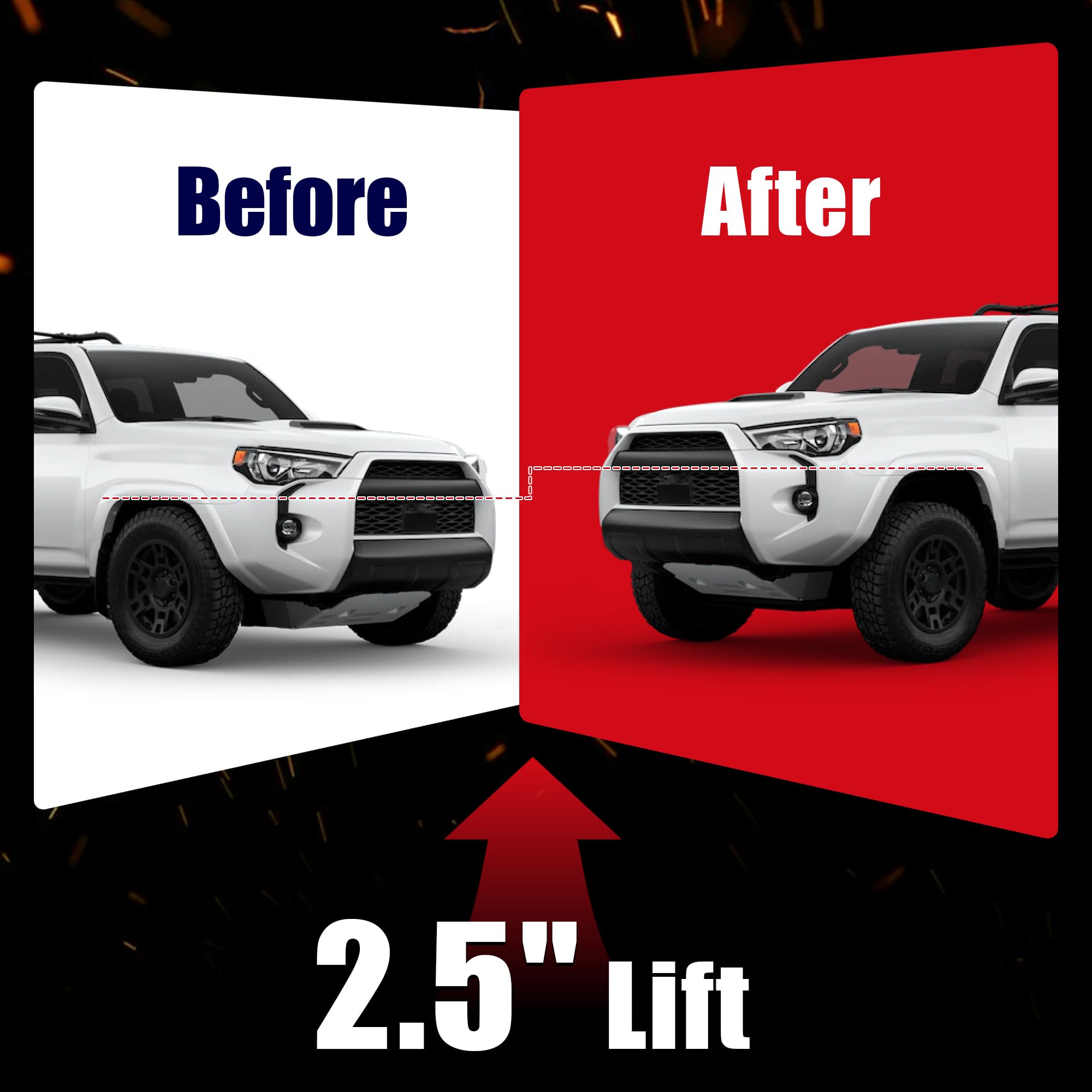 Flycle 2.5'' Leveling Lift Kit, 2.5'' Front Leveling Kit Forged Front Strut Spacers For 2024 Tacoma 4 Runner