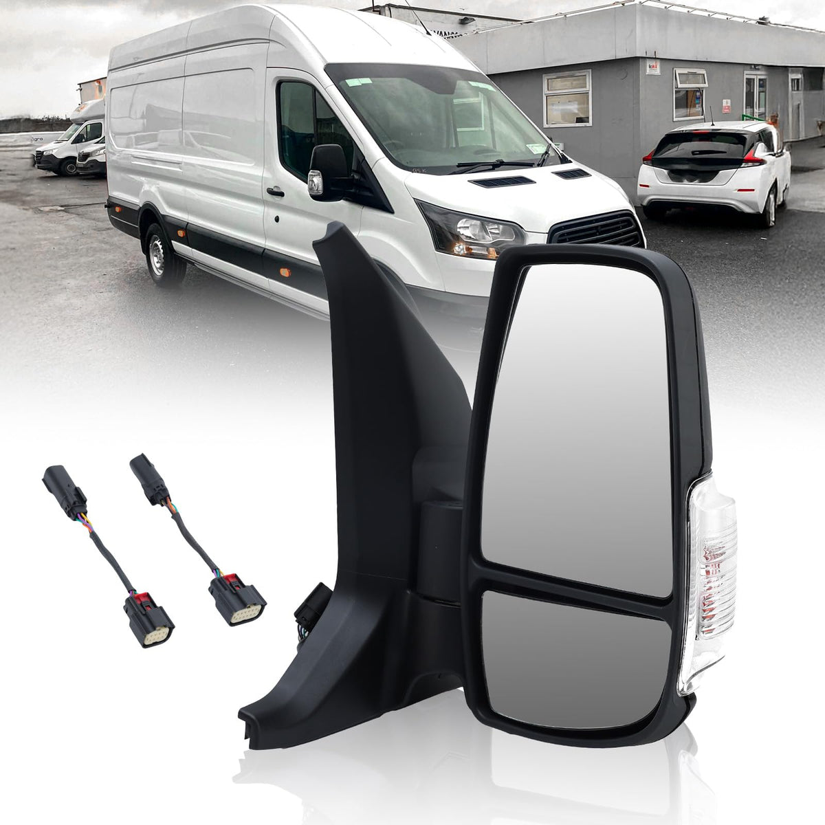 Mofoap Passenger Side View Mirror - Power Glass, Heated, Signal Light, With Indicator (Black) Short Arm 6 Pins - Compatible With