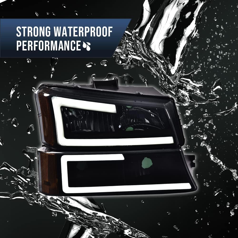 Pit66 Led Headlight Assembly Compatible With Chevy Silverado 1500 2500 3500 Hd Model 2003-2006 Fit Avalanche 1500 2500 Fit No Cl