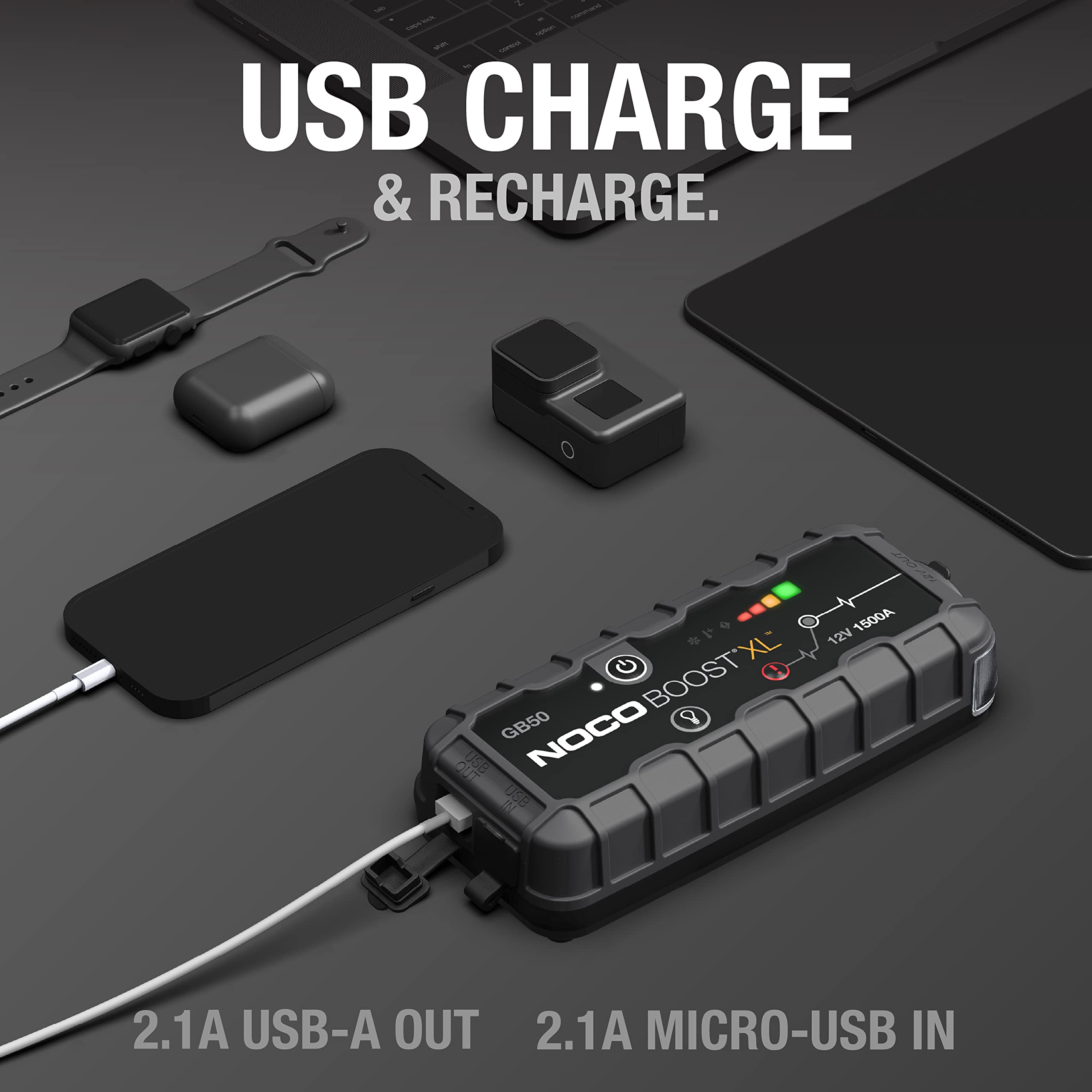 Noco Boost Xl Gb50 1500 Amp 12-Volt Ultrasafe Lithium Jump Starter Box, Car Battery Booster Pack, Portable Power Bank Charger, A