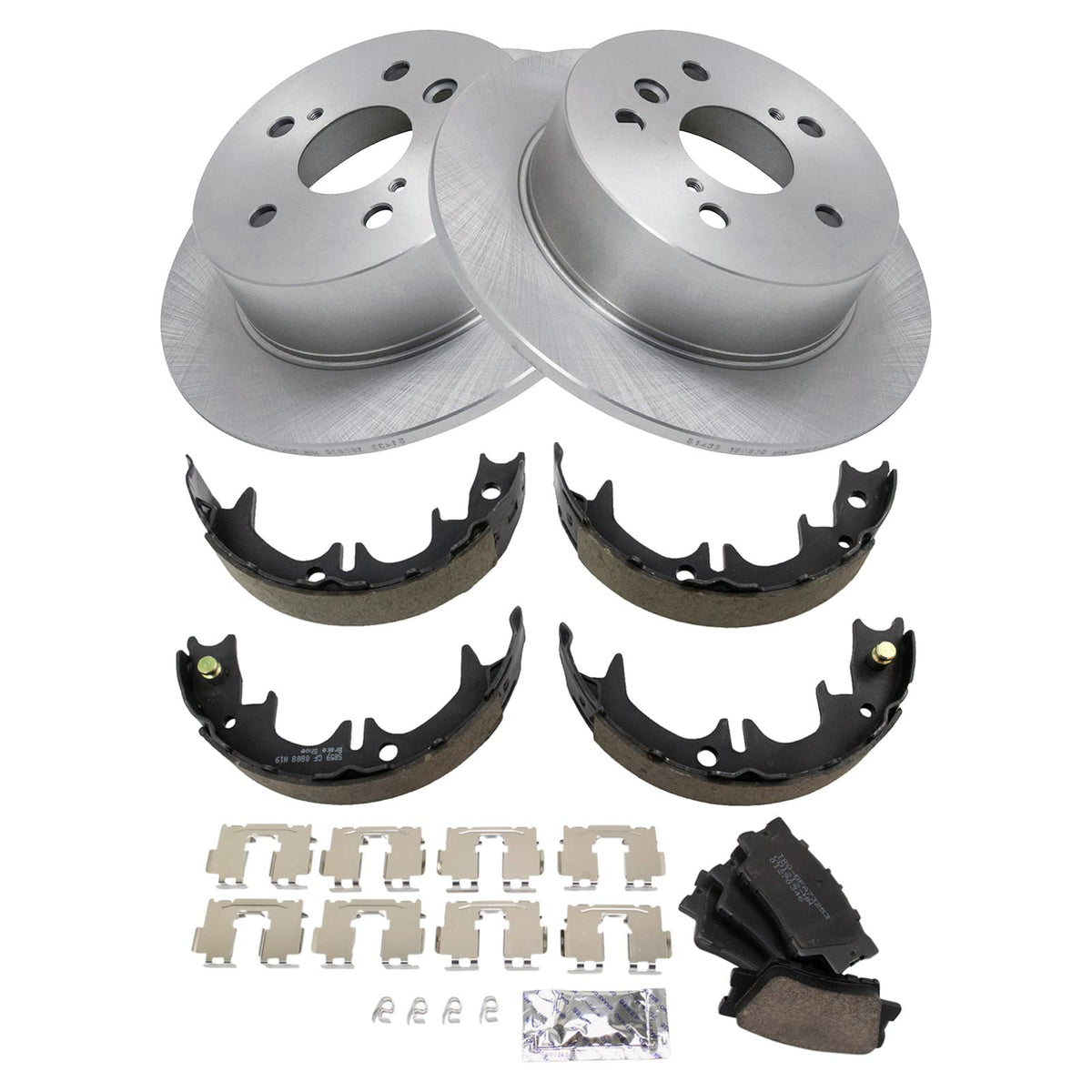 Trq Rear Brake Pad & Rotor Kit Brake Pads Brake Rotor Parking Brake Shoe Set Ceramic Compatible With 2007-2012 Lexus Es350 2008-