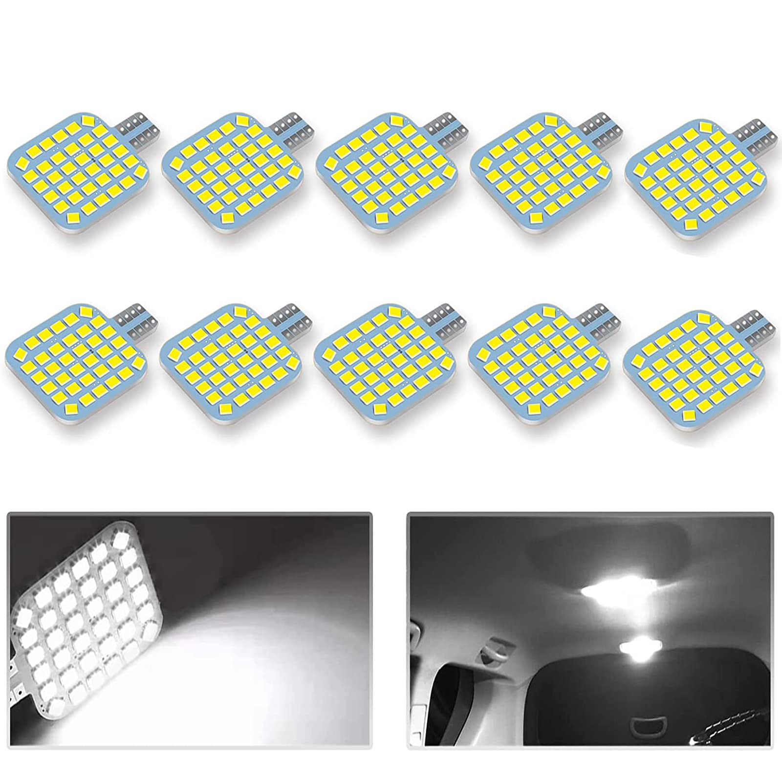 10Pcs T10 921 922 912 194 Rv Interior Led Light Bulbs, Super Bright Led Bulbs Replacement Lighting 36-Smd 2835 6500K Cool White For 12V Rv Camper Trailer Motorhome Boat Dome Car Marine Indoor Light