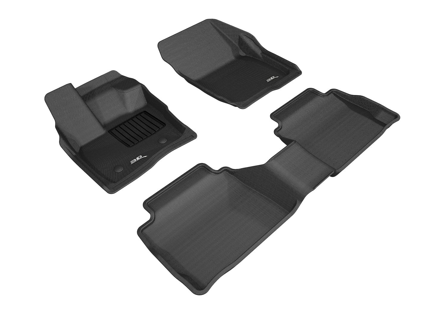 3D Maxpider Complete Set For 2017-2020 Lincoln Mkz Black Kagu Custom Fit All-Weather Series Fornt And Second Row Floor Mats Medi