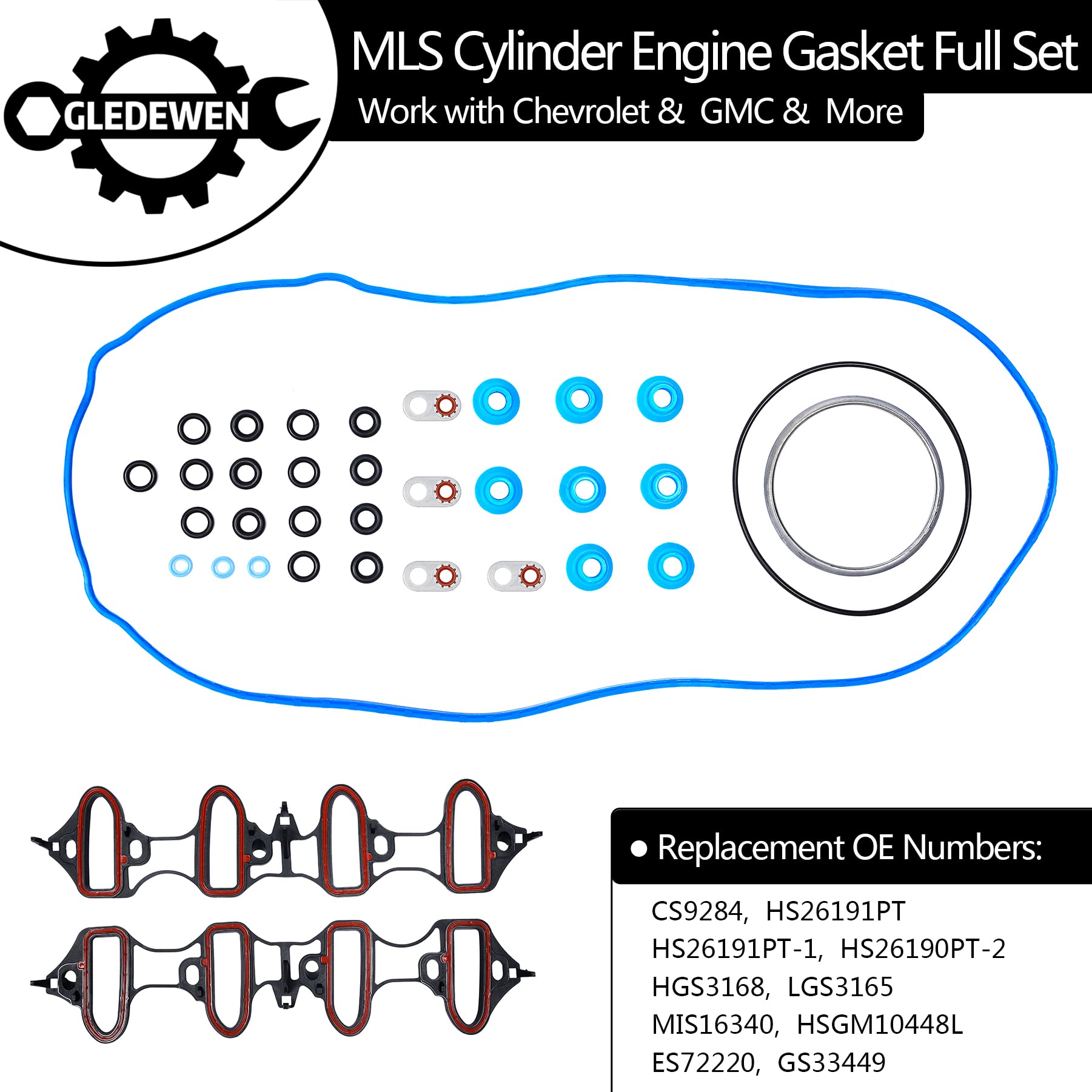 Head Gasket Set, Compatible with 2002-2011 Chevy Silverado Tahoe Avalanche Express Suburban, GMC Sierra Savana Yukon Envoy, Buic