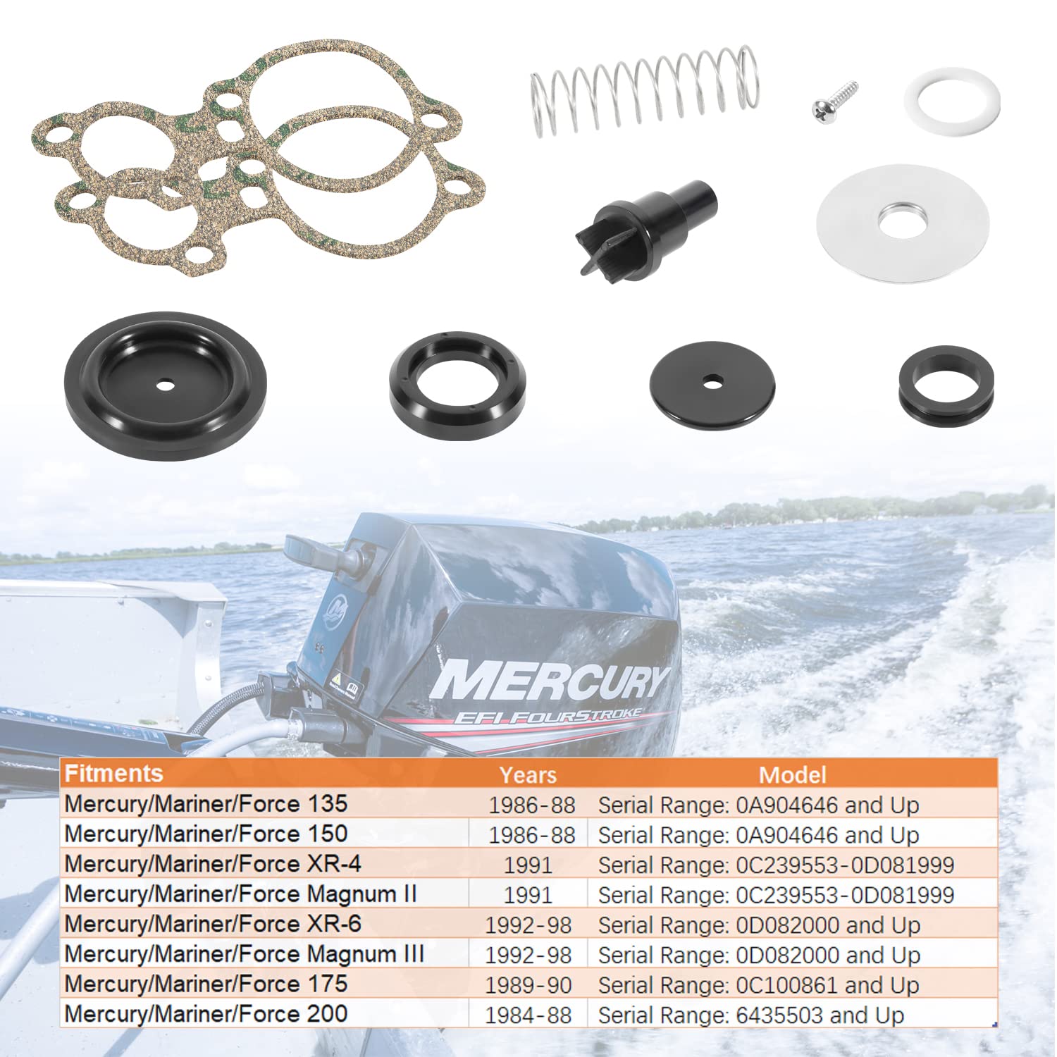 Poppet Valve Kit For Mercury 135-200Hp 2.0L 2.5L V6 R, Replacement For Mariner Xr4 Xr6 Magnum Ii Magnum Iii V175 V200 Series, Replace 803062T1