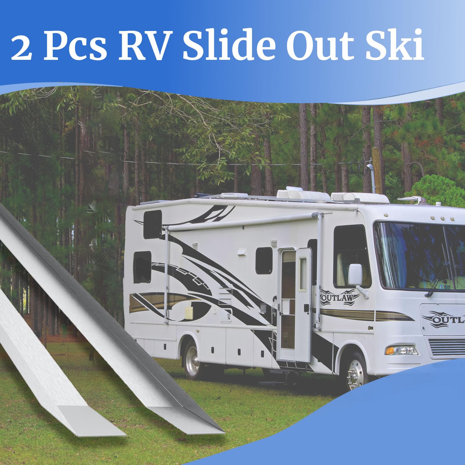 ZRNIDIYR RV Slide Out Ski Set | Stainless Steel RV Slide Out Ski Easy Slide System-47 inch Pack of 2