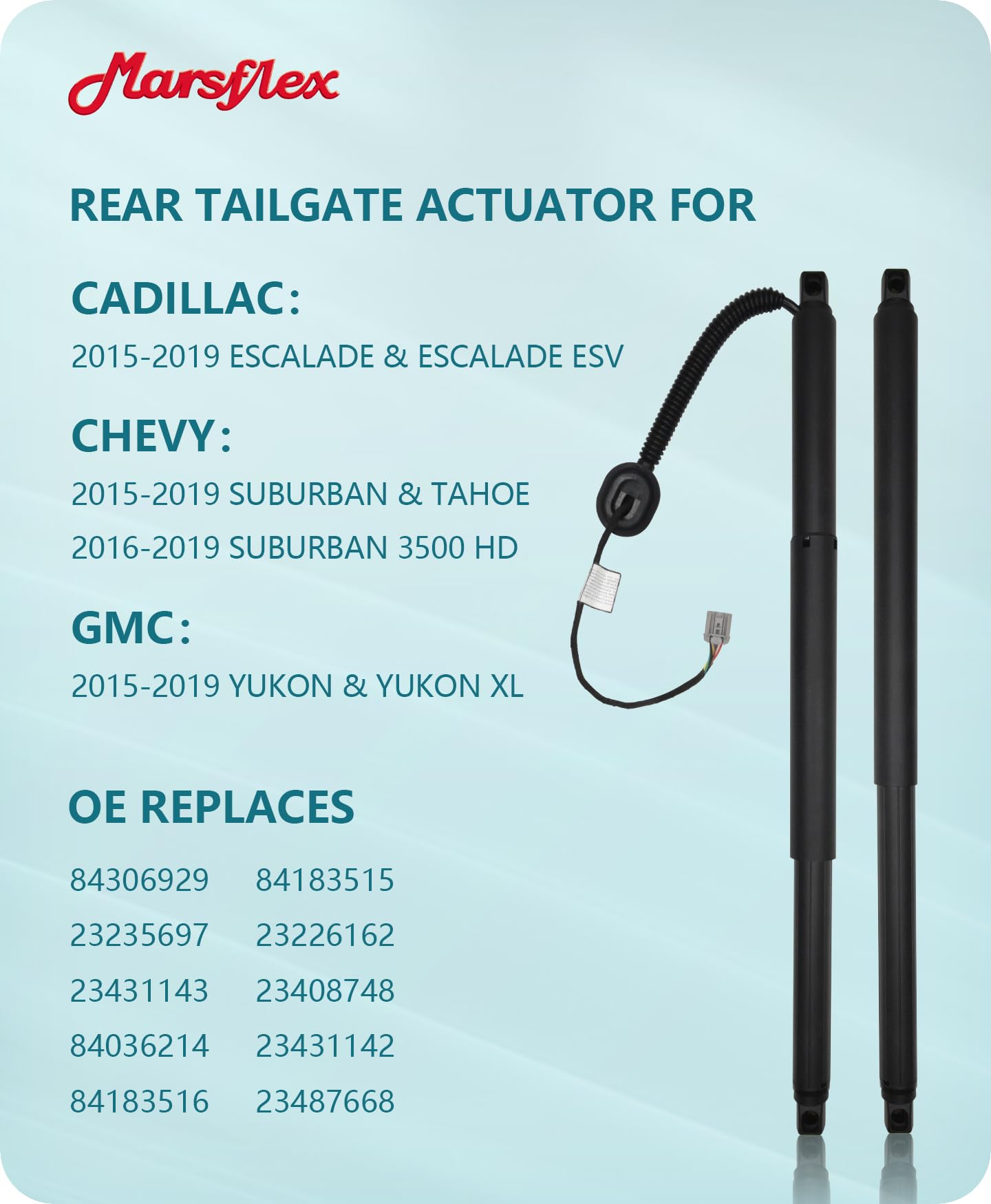 Marsflex Rear Tailgate Power Lift Support Shock Strut Compatible With Chevy Suburban Tahoe Gmc Yukon Xl Cadillac Escalade Esv 2015-2019 Electric Liftgate Struts Replacement 84306929 84036214 84183515