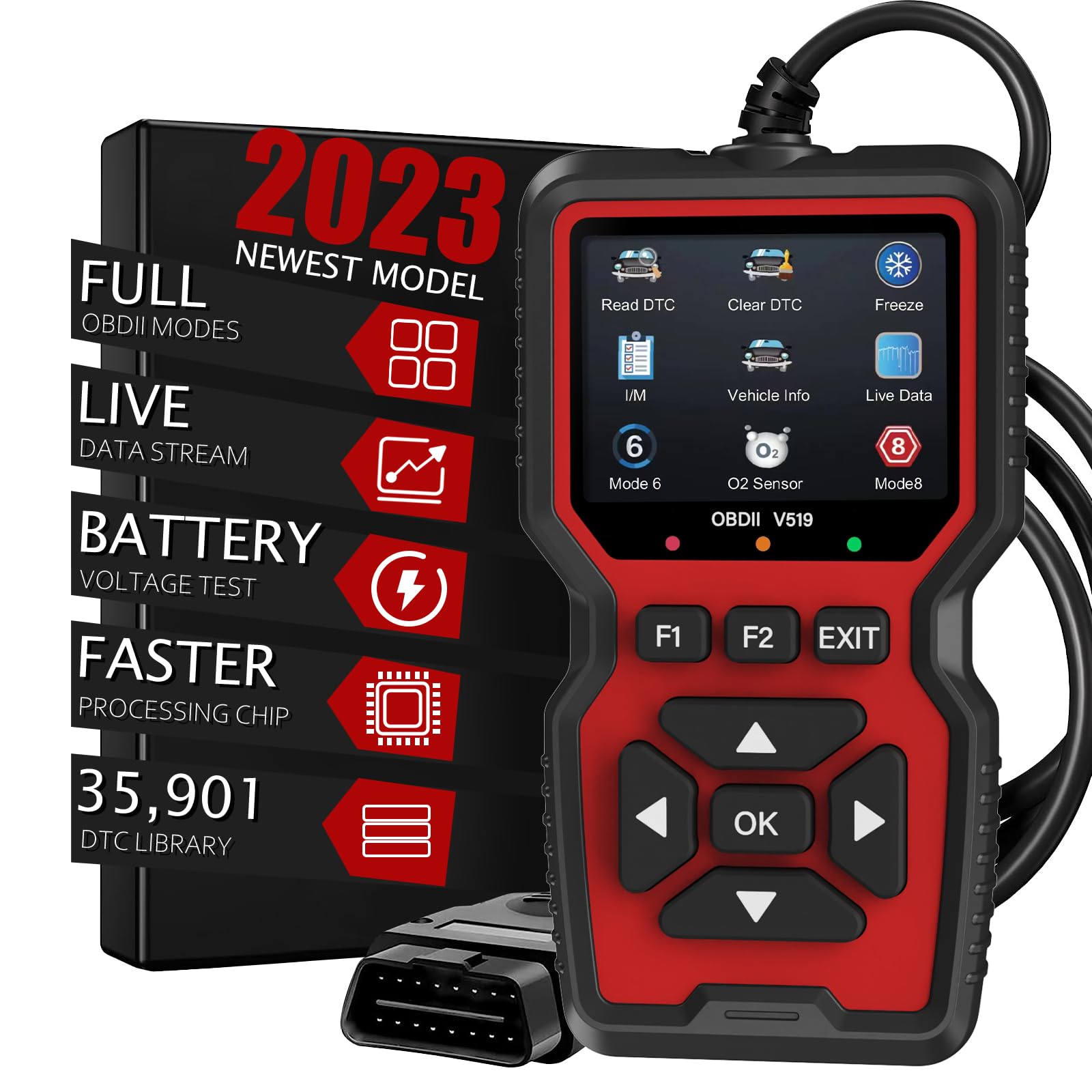 OBD2 Scanner Diagnostic Tool, Check Engine Code Reader OBD2 Scanner with Reset, Mode 6, Mode 8 & I/M Readiness, Auto Check Engin