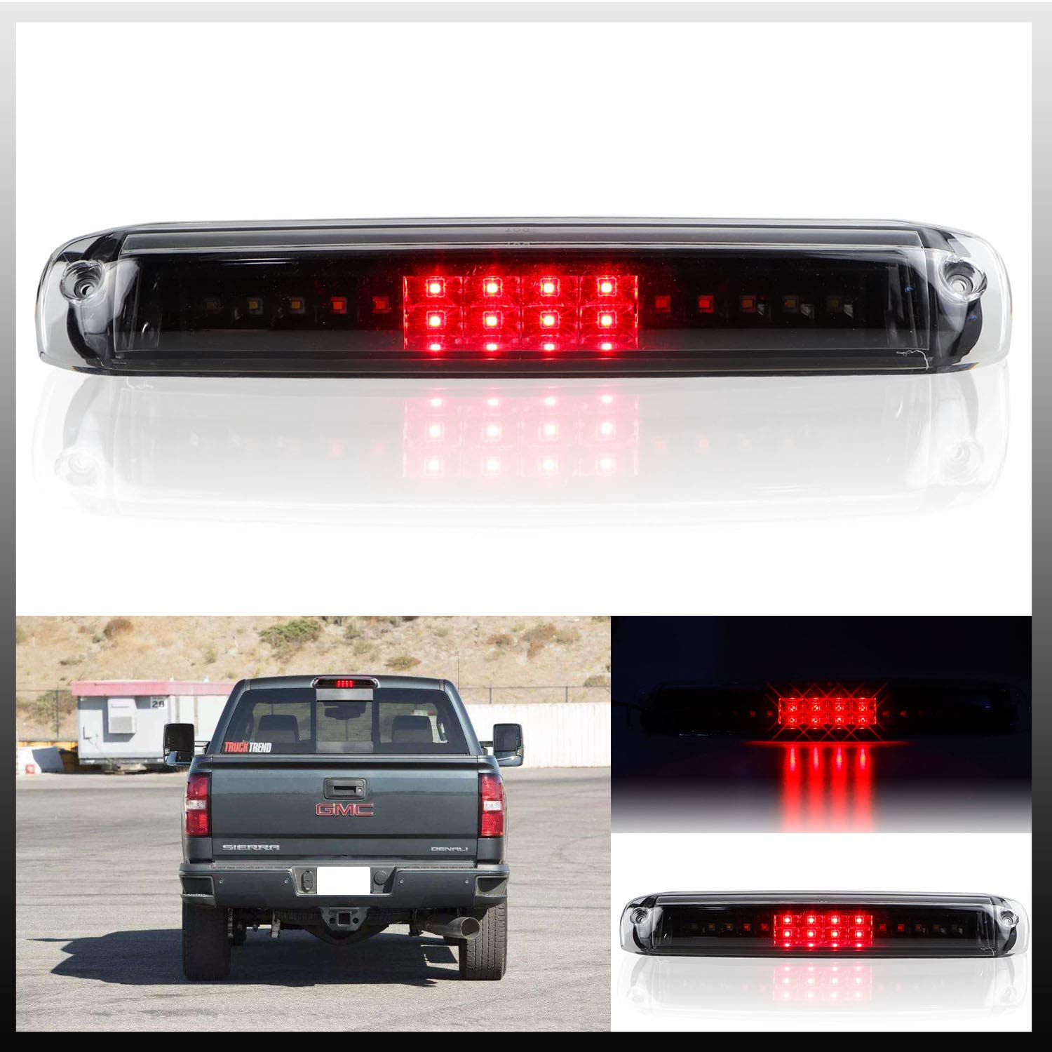 Led 3Rd Brake Light Rear Tail Brake Light High Mount Stop Light Cargo Lamp Fit 1999-2006 Chevy Silverado Gmc Sierra 5978318 (Black Housing Clear Lens)