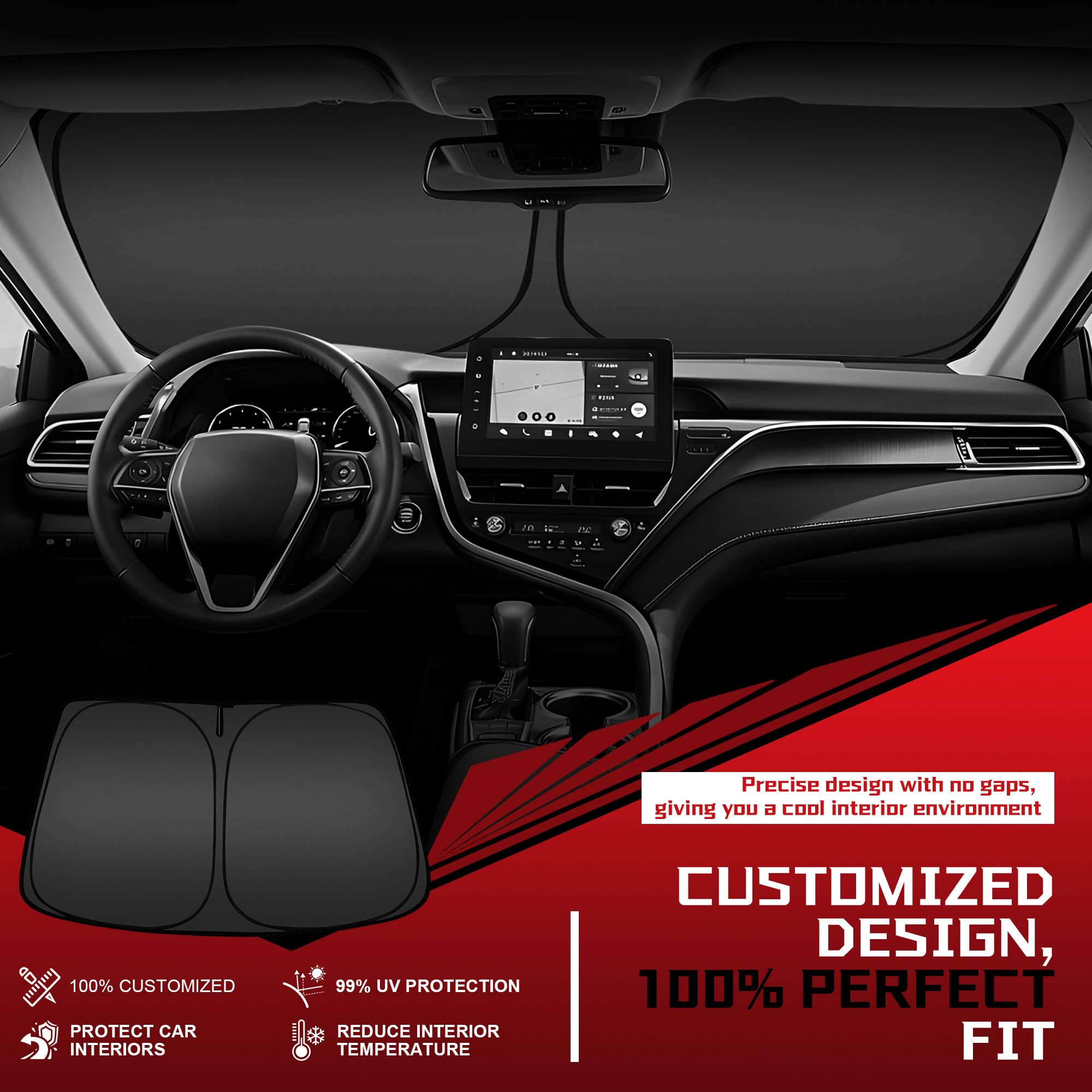 Fonowka Windshield Sun Shade For 2012-2019 Prius C Toyota Foldable Sun Sunshade For Car Front Window Blocks Uv Rays And Heat Aut